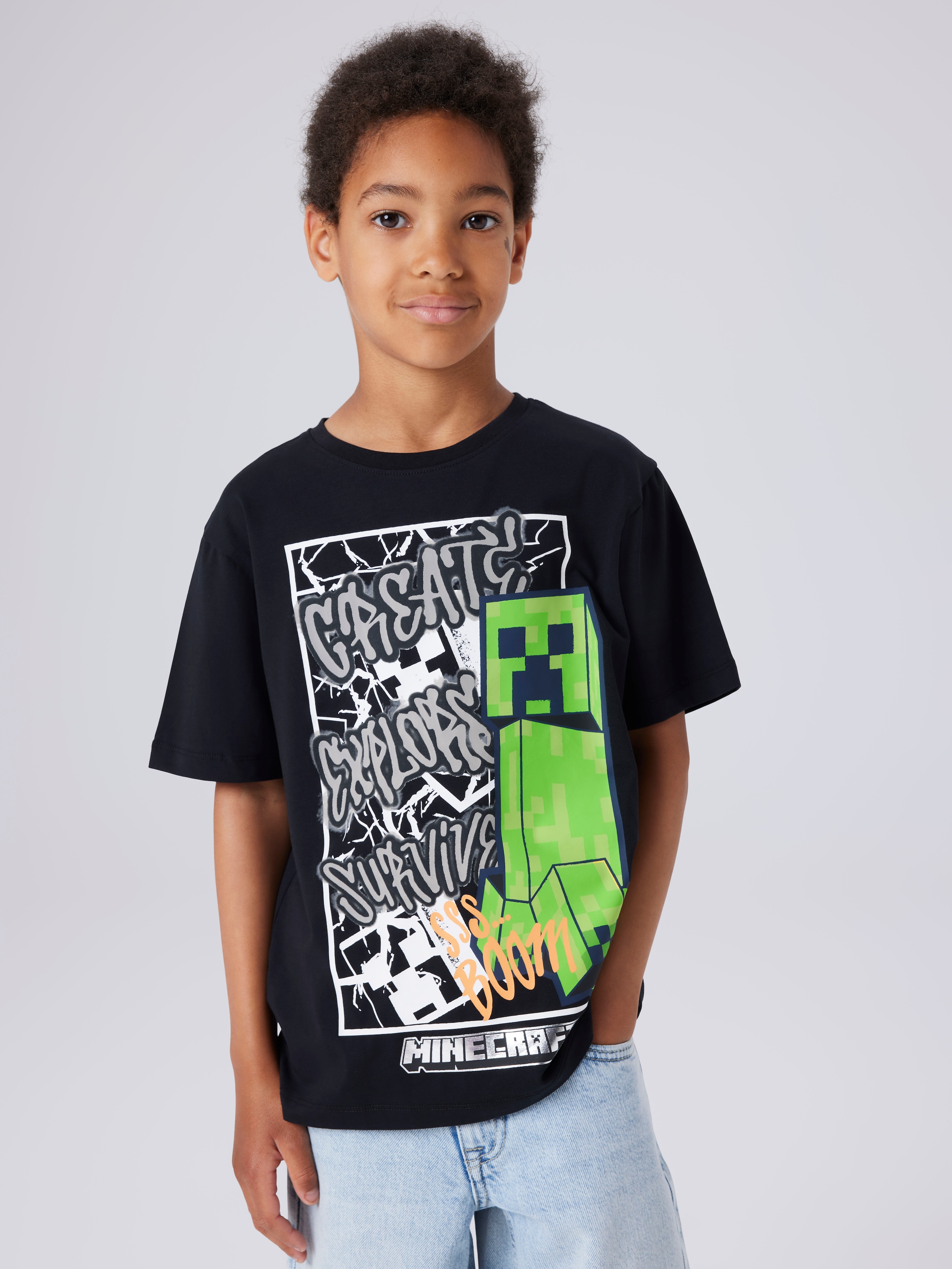 Name It T-Shirt »NKMMASE MINECRAFT SS NREG TOP NOOS BFU« Baumwollmischung, mit "Minecraft" Druck