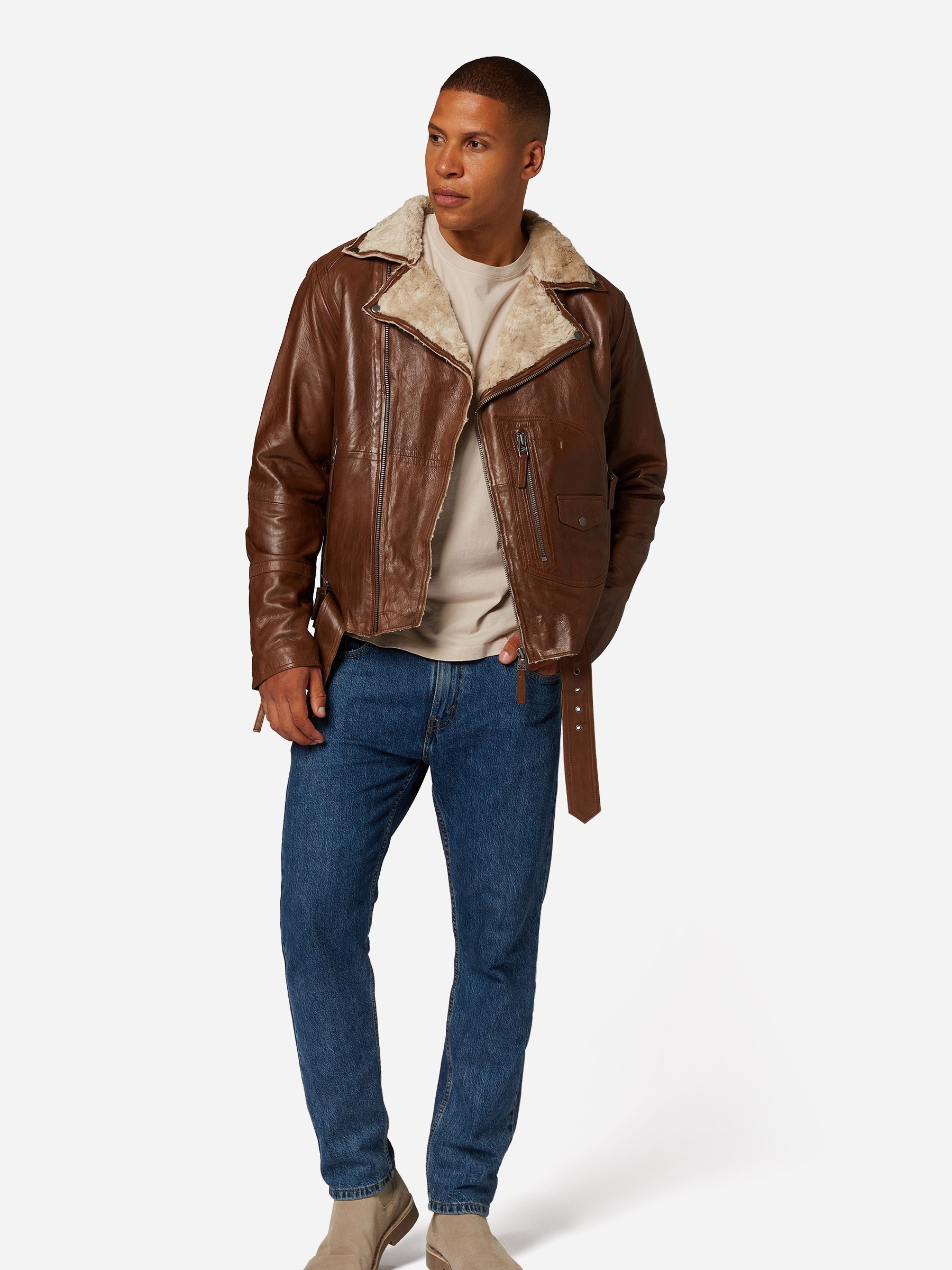 RICANO Bikerjacke »Lederjacke Harlem« Handgefertigt aus echtem Leder