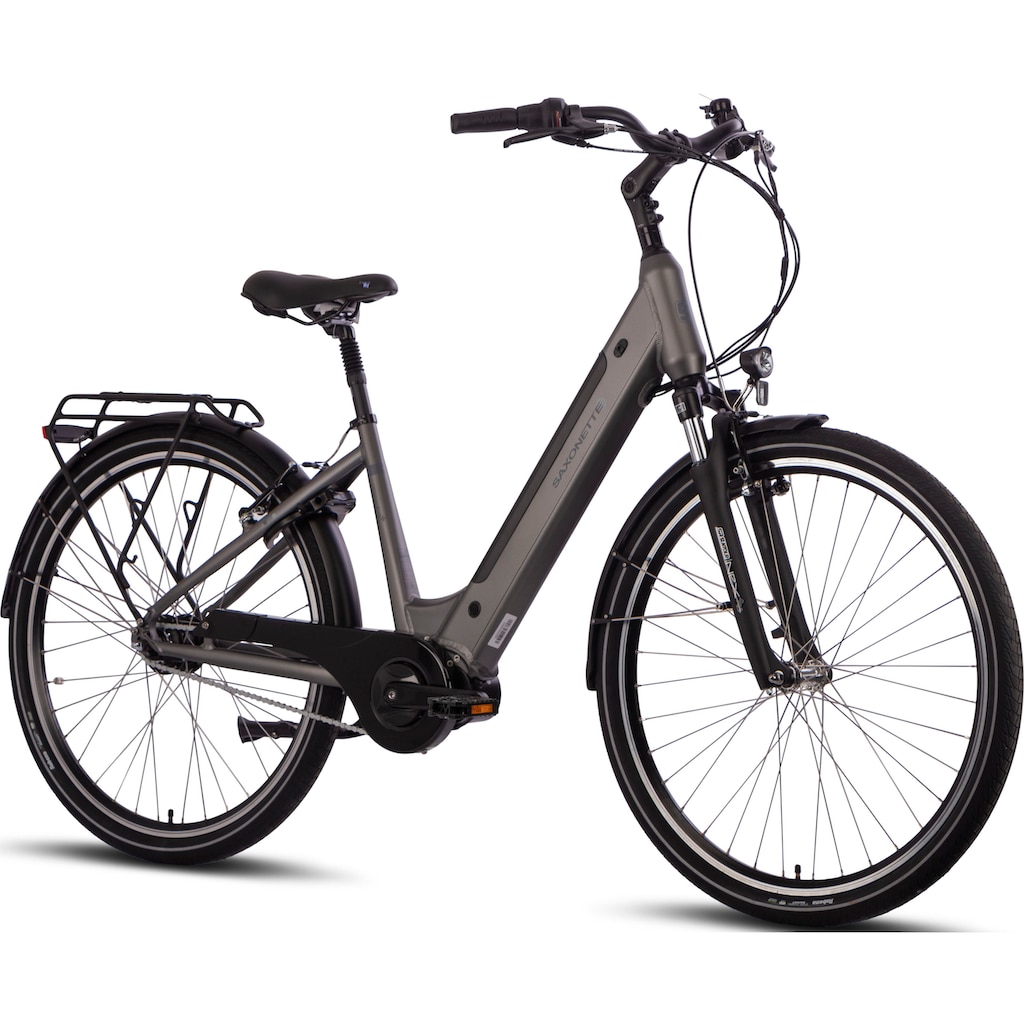 SAXONETTE E-Bike »Optimum Plus«, 7 Gang, Mittelmotor 250 W, E-Bike Citybike, integriertes Rahmenschloss