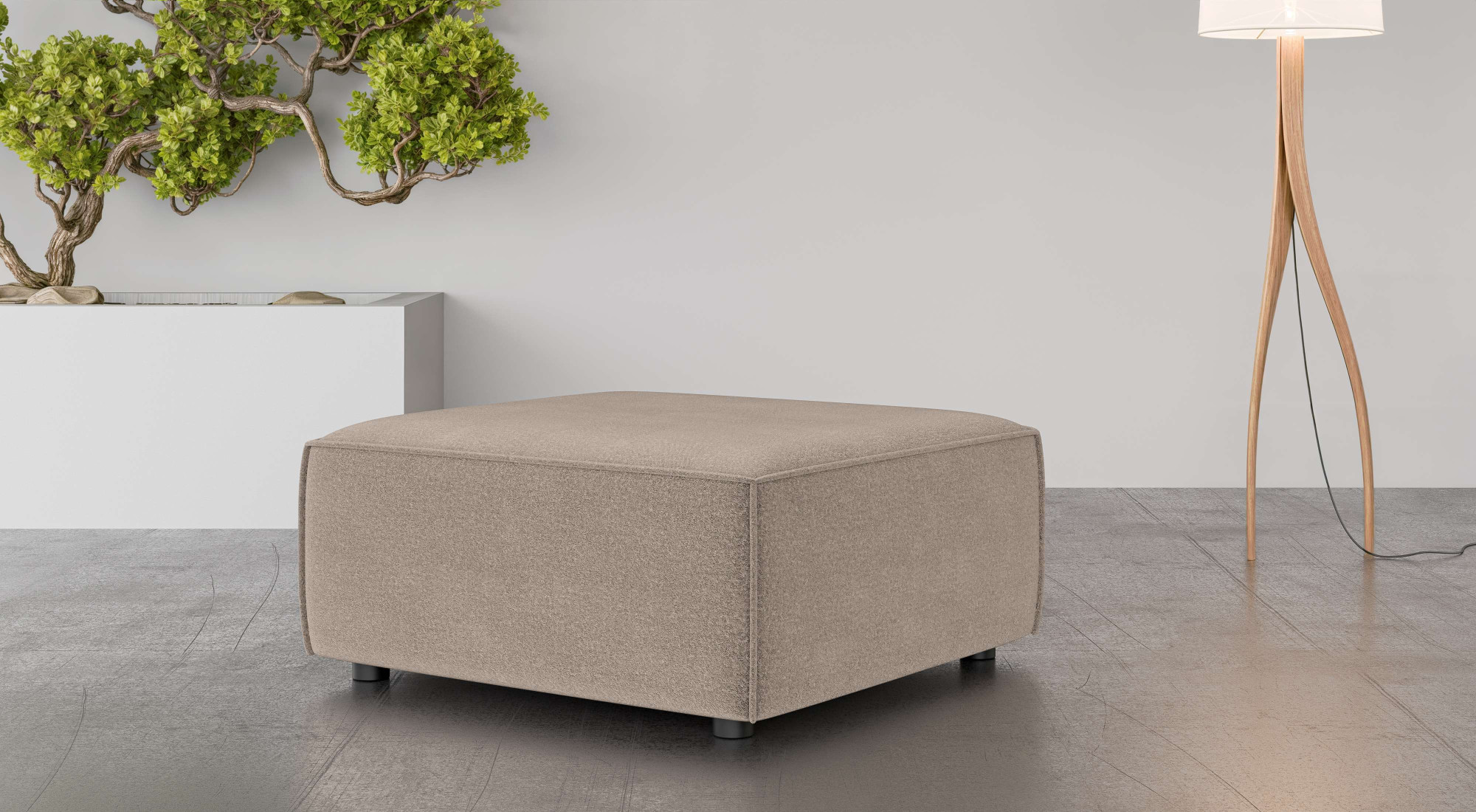 OTTO home Polsterhocker "Polsterhocker Cavan, Maße B/T/H: 90/90/42 cm" passend zur Serie, mit Wellenunterfederung, auch in Bouclé