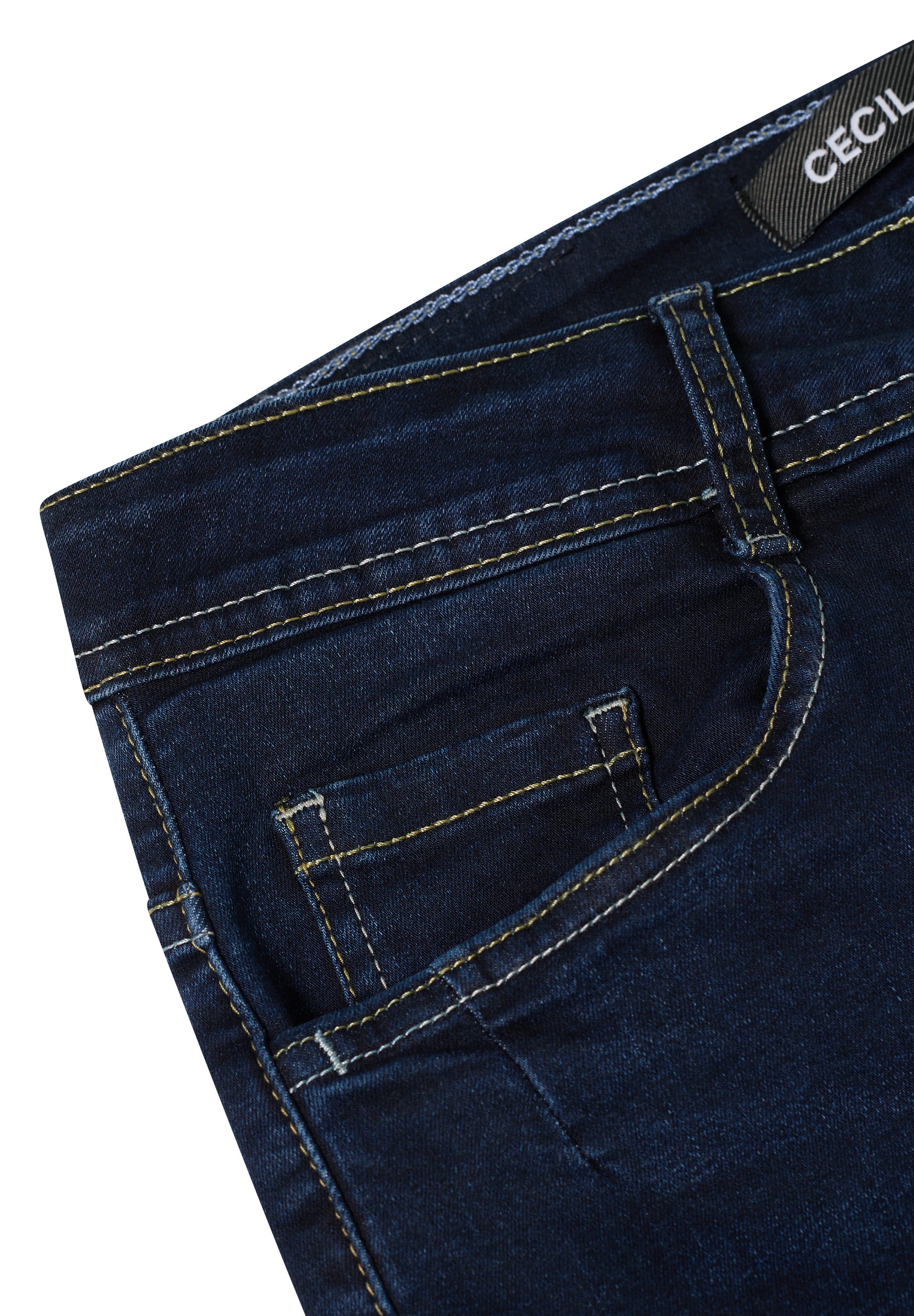Comfort-fit-Jeans CECIL, Damen, Gr. 33, Länge 34, dunkelblau wash, Jeans, 78% Baumwolle, 20% Polyester, 2% Elasthan, unifarben, lang, Jeans, Middle Waist