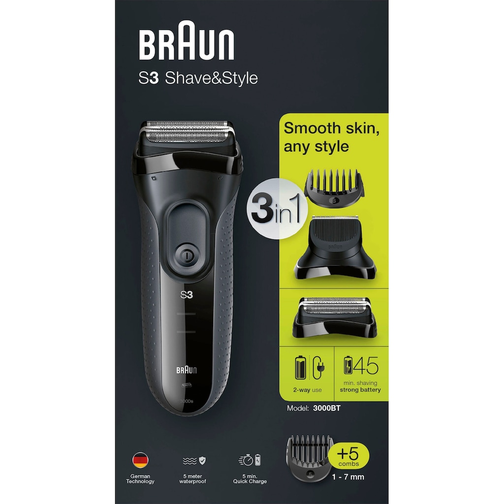 Braun Elektrorasierer »Series 3 Shave&Style 3000BT«, Wet&Dry