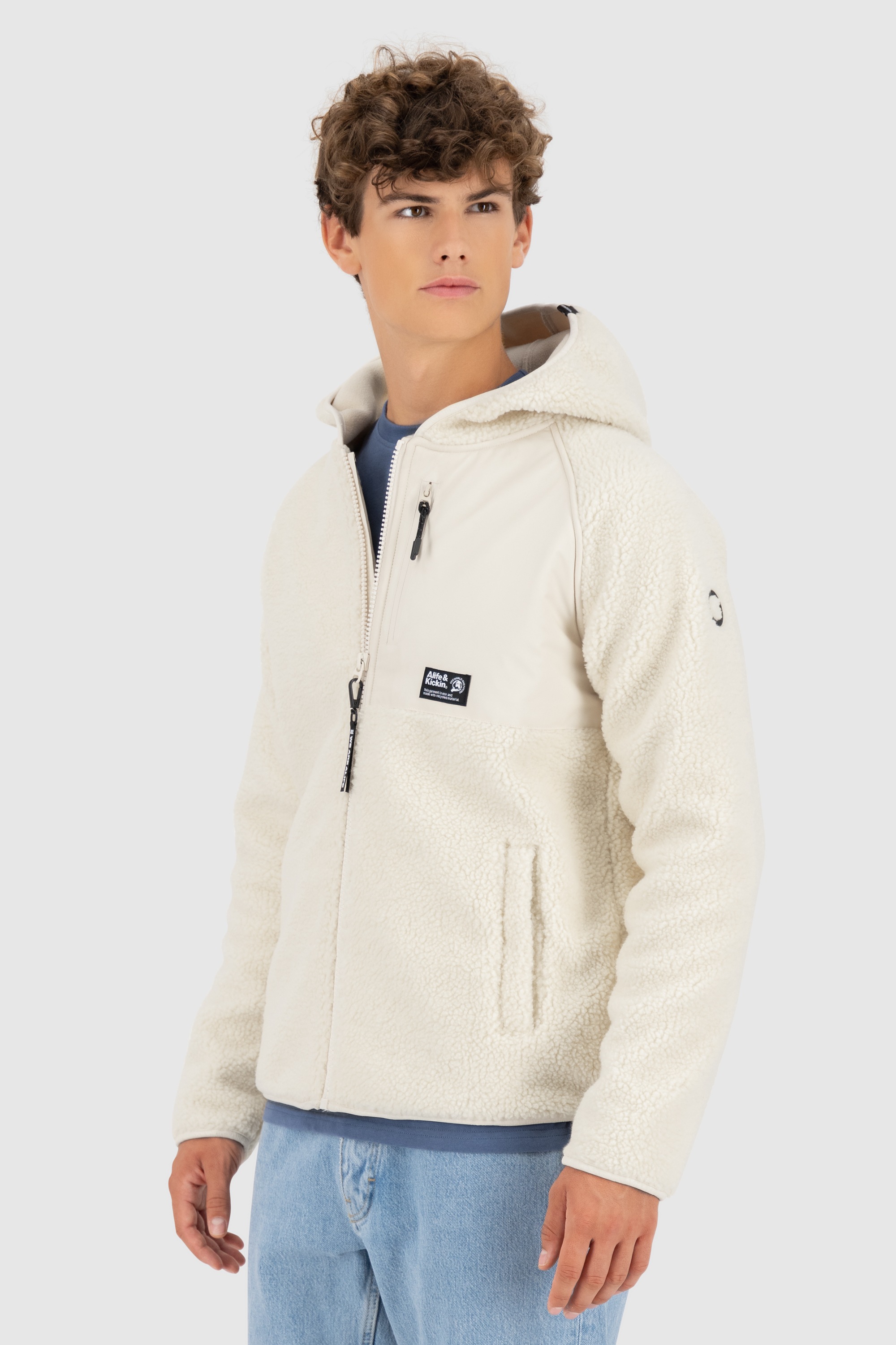 Alife & Kickin Kapuzensweatjacke »Herren HaraldAK G«, Weiche, warme Teddy Jacke mit großer Kapuze und Fleece-Innenfutter