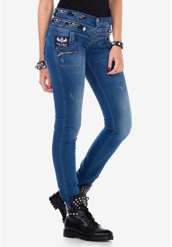 Cipo & Baxx Slim-fit-Jeans, mit auffälligem Dreifachbund in Slim Fit kaufen