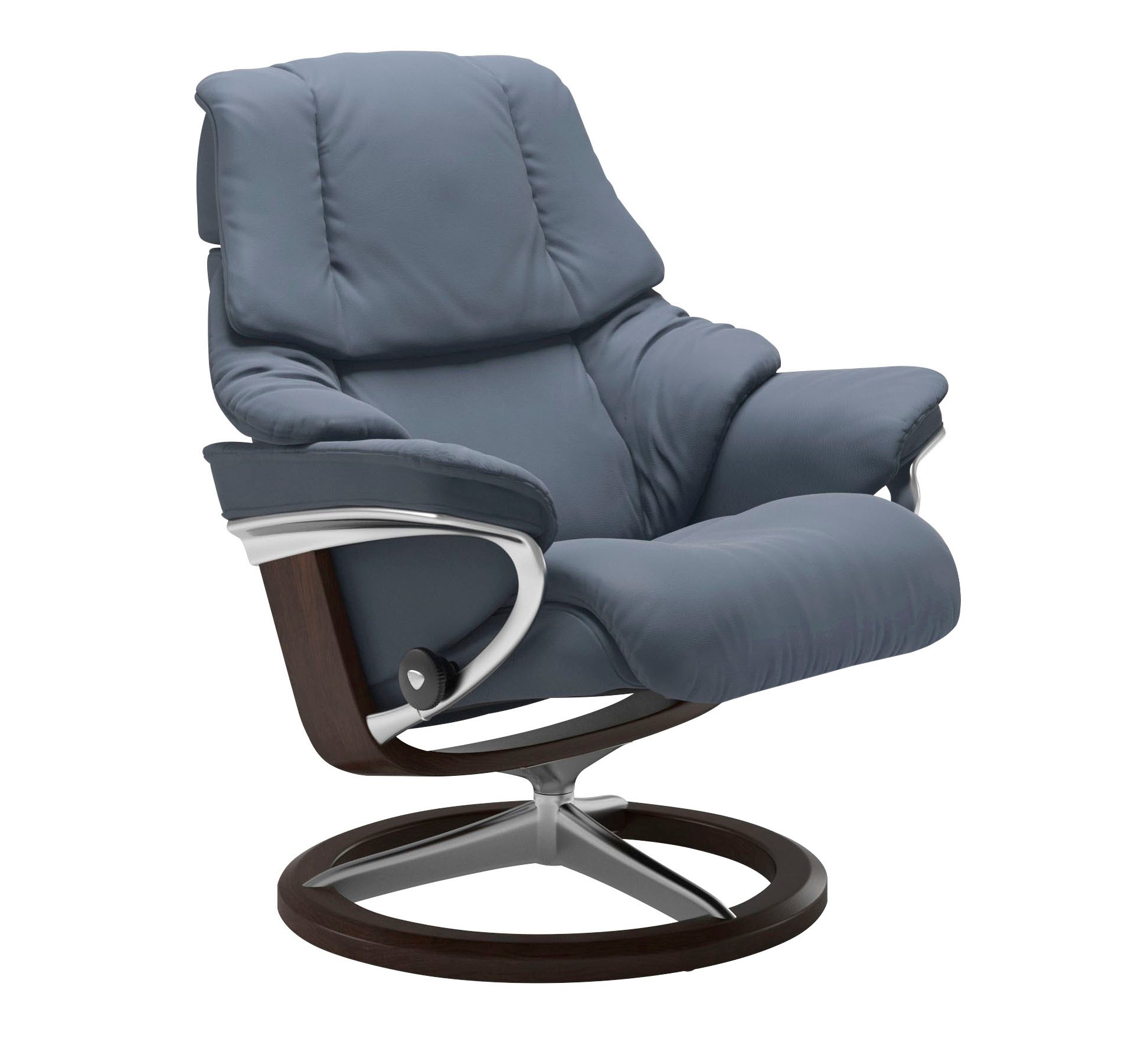 Thumbnail - Stressless Relaxsessel "Reno" Set, Relaxsessel mit Hocker, mit Hocker, mit Signature Base, Größe S, M & L, Gestell Braun