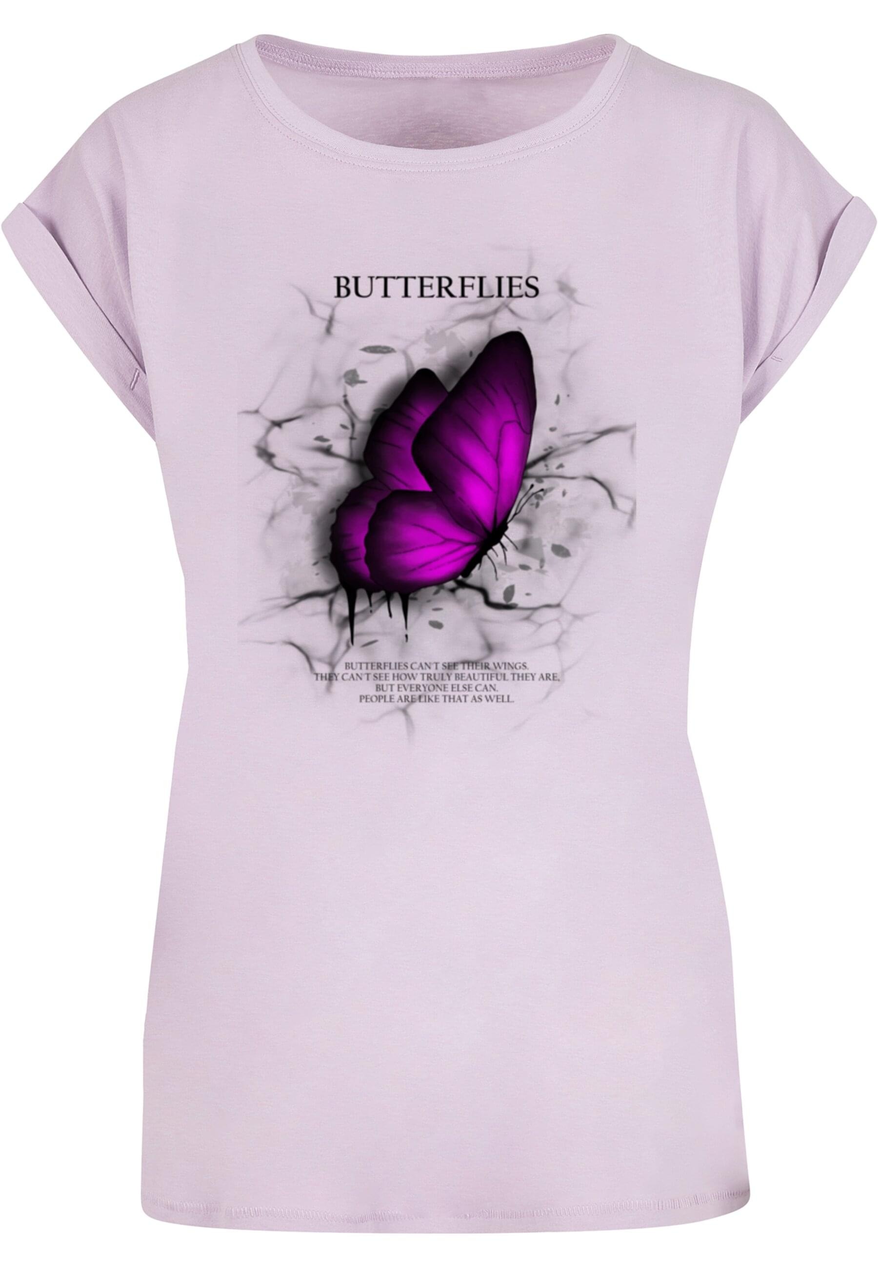 Merchcode T-Shirt "Merchcode Damen Ladies Butterflies Extended Shoulder Tee günstig online kaufen