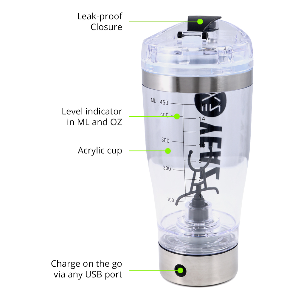 YEAZ Trinkflasche »Elektrischer Mixer USB 450ml CYCLONE«