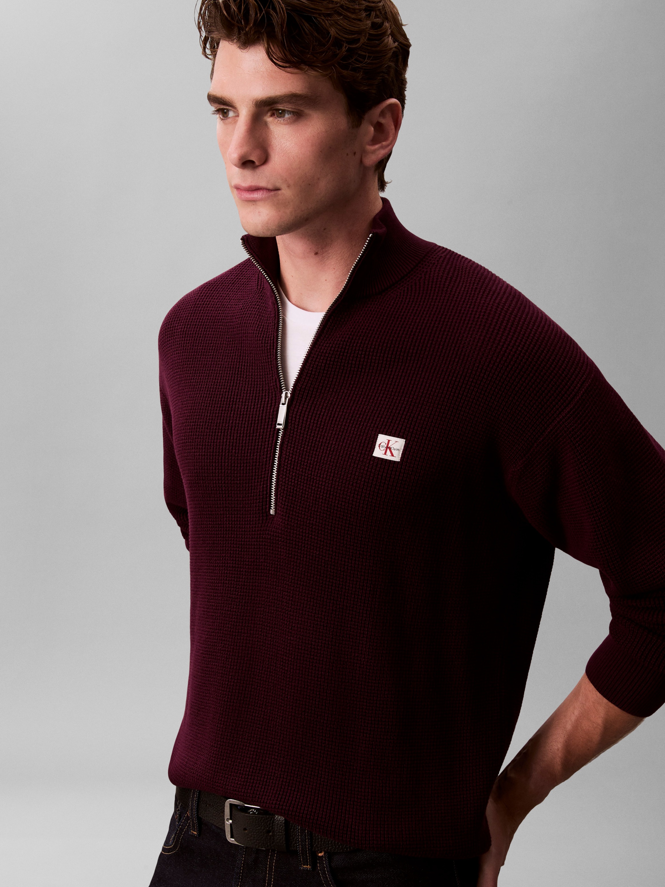 Calvin Klein Jeans Strickpullover Troyerkragen mit Reißverschluss, Regular günstig online kaufen