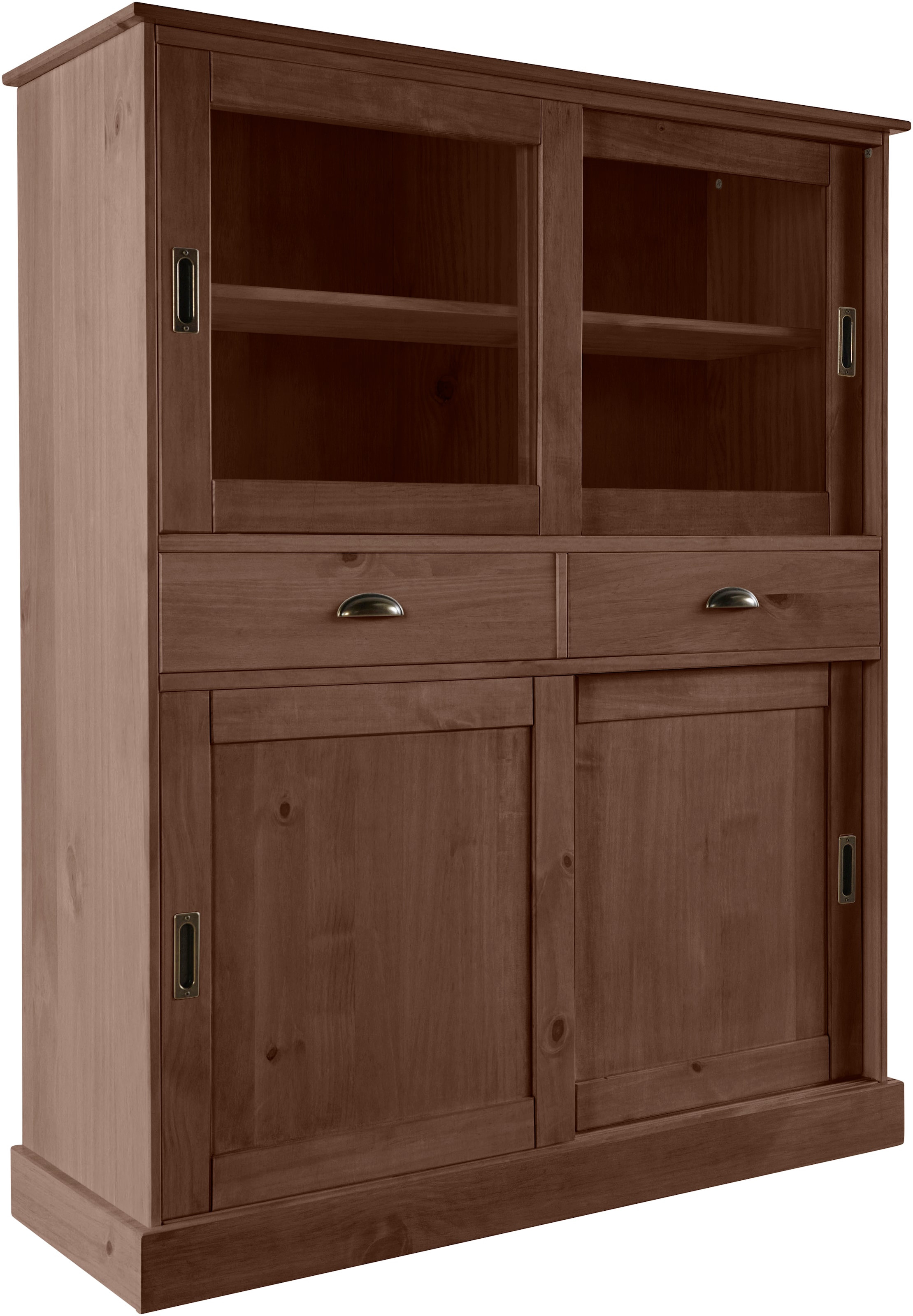 Home affaire Highboard »Schröder«, Vitrine aus massivem Kiefernholz, Breite 114 cm