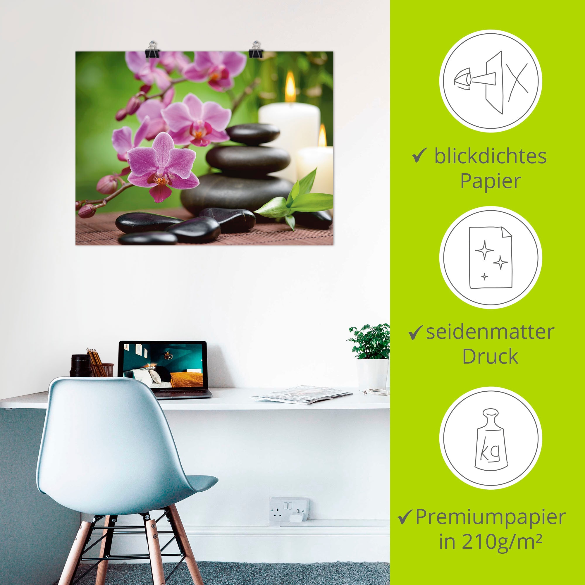 Artland Wandbild »Zen Basaltsteine und Bambus auf Holz«, Zen, (1 St.), als Alubild, Outdoorbild, Leinwandbild, Poster, Wandaufkleber
