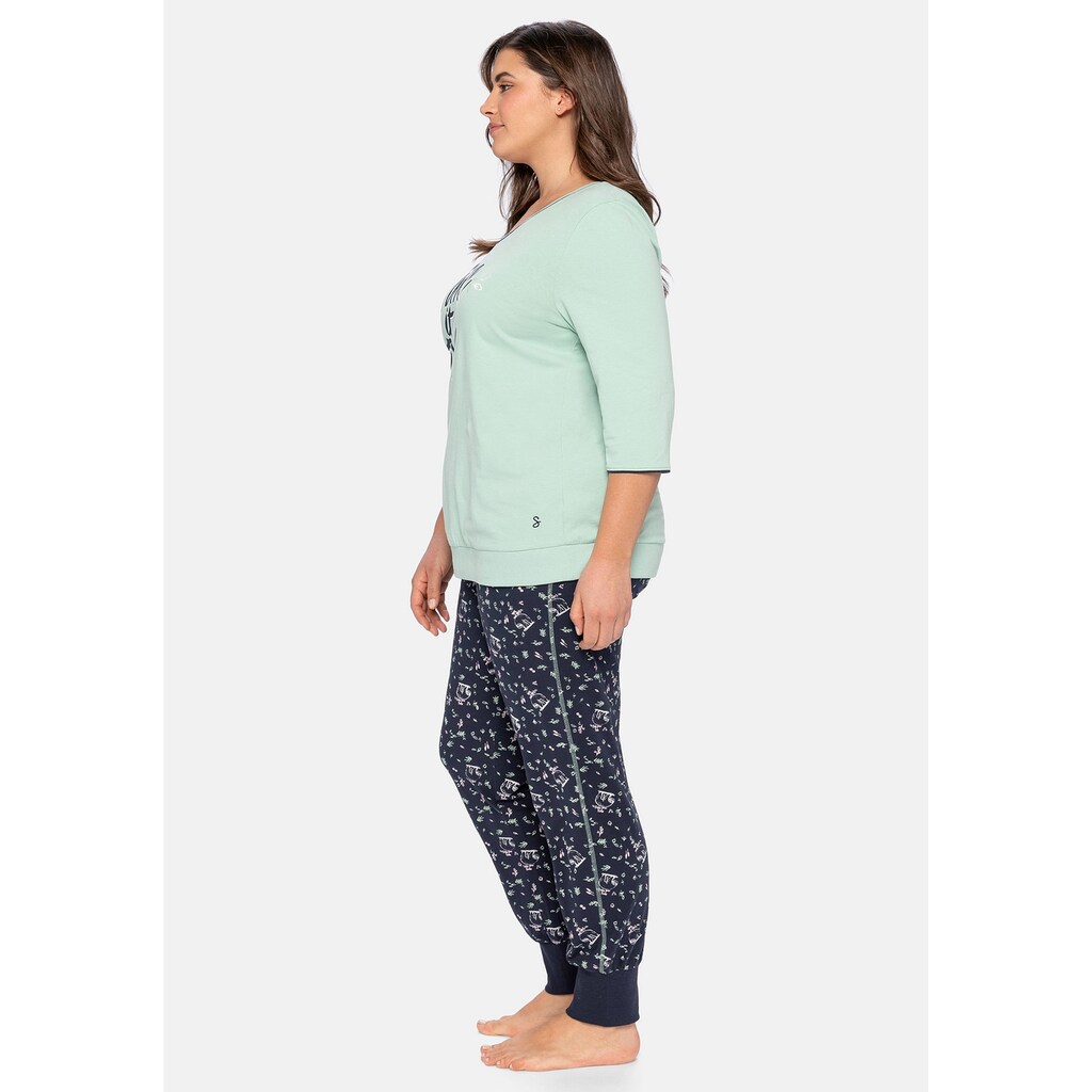 Sheego Pyjama »Schlafanzugset«, (Set), als 3/4-Arm-Shirt mit langer Hose