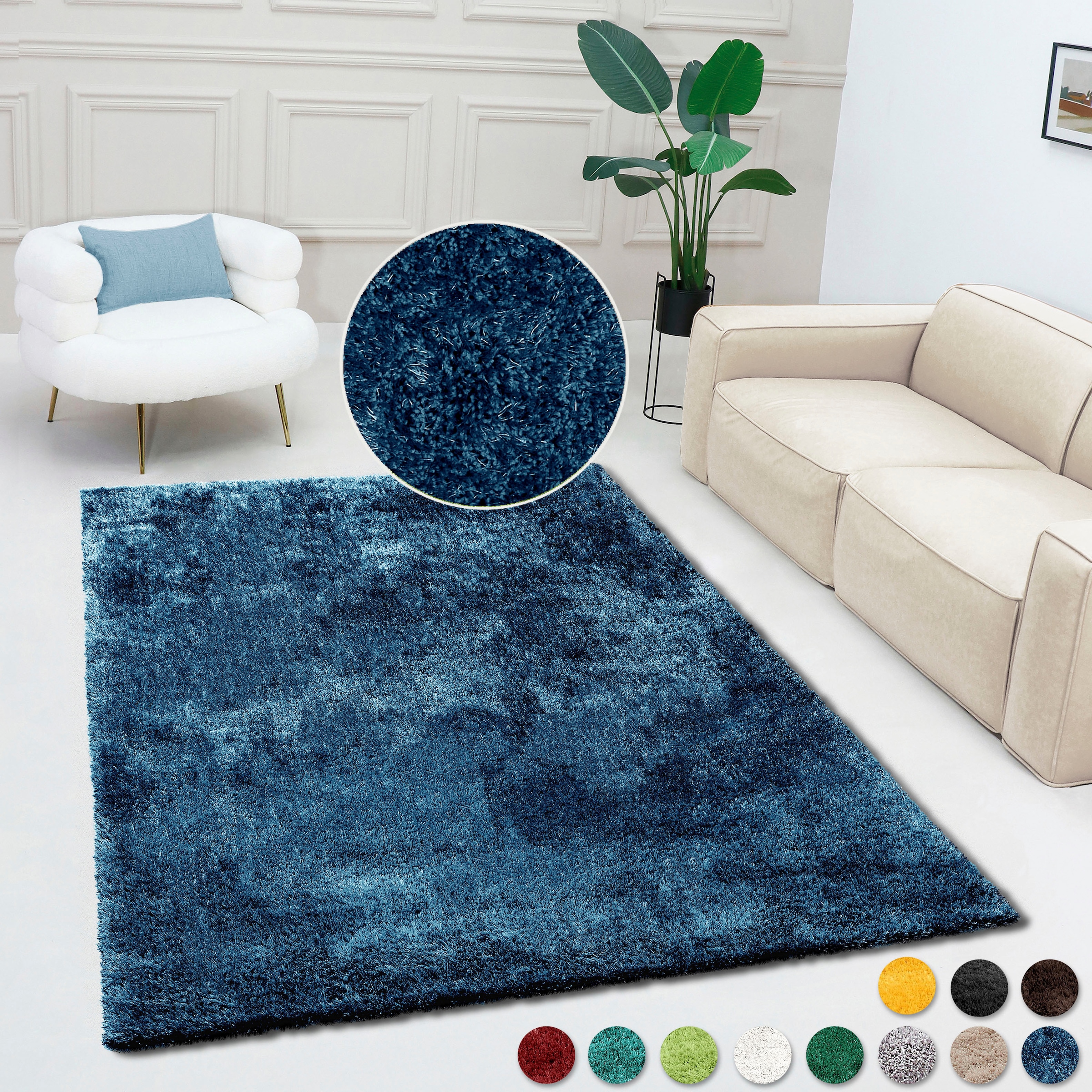 Bruno Banani Teppich »Dana Teppich, besonders weich und kuschelig, Kundenliebling«, rechteckig, 30 mm Höhe, uni, Mikrofaser Teppiche, Wohnzimmer, Schlafzimmer, Esszimmer