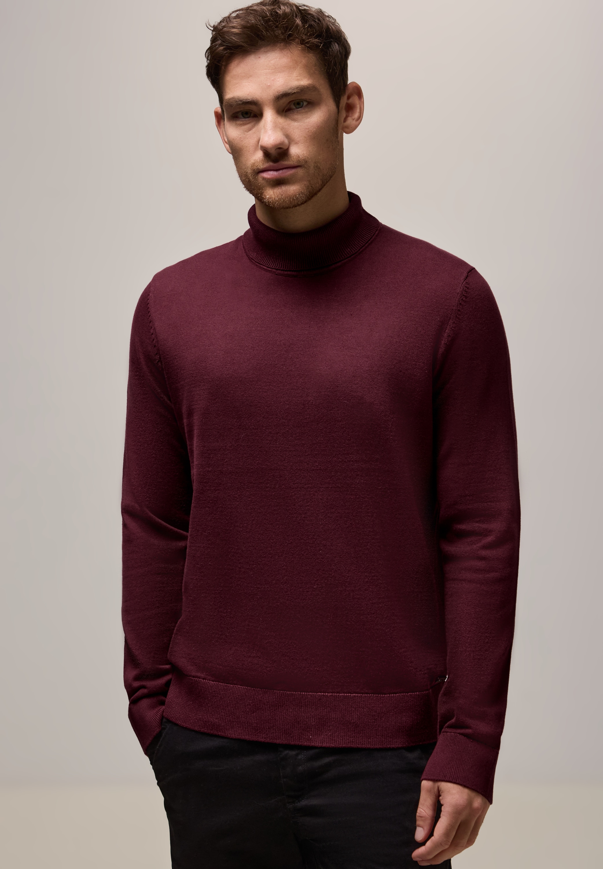 Rollkragenpullover, aus reiner Baumwolle