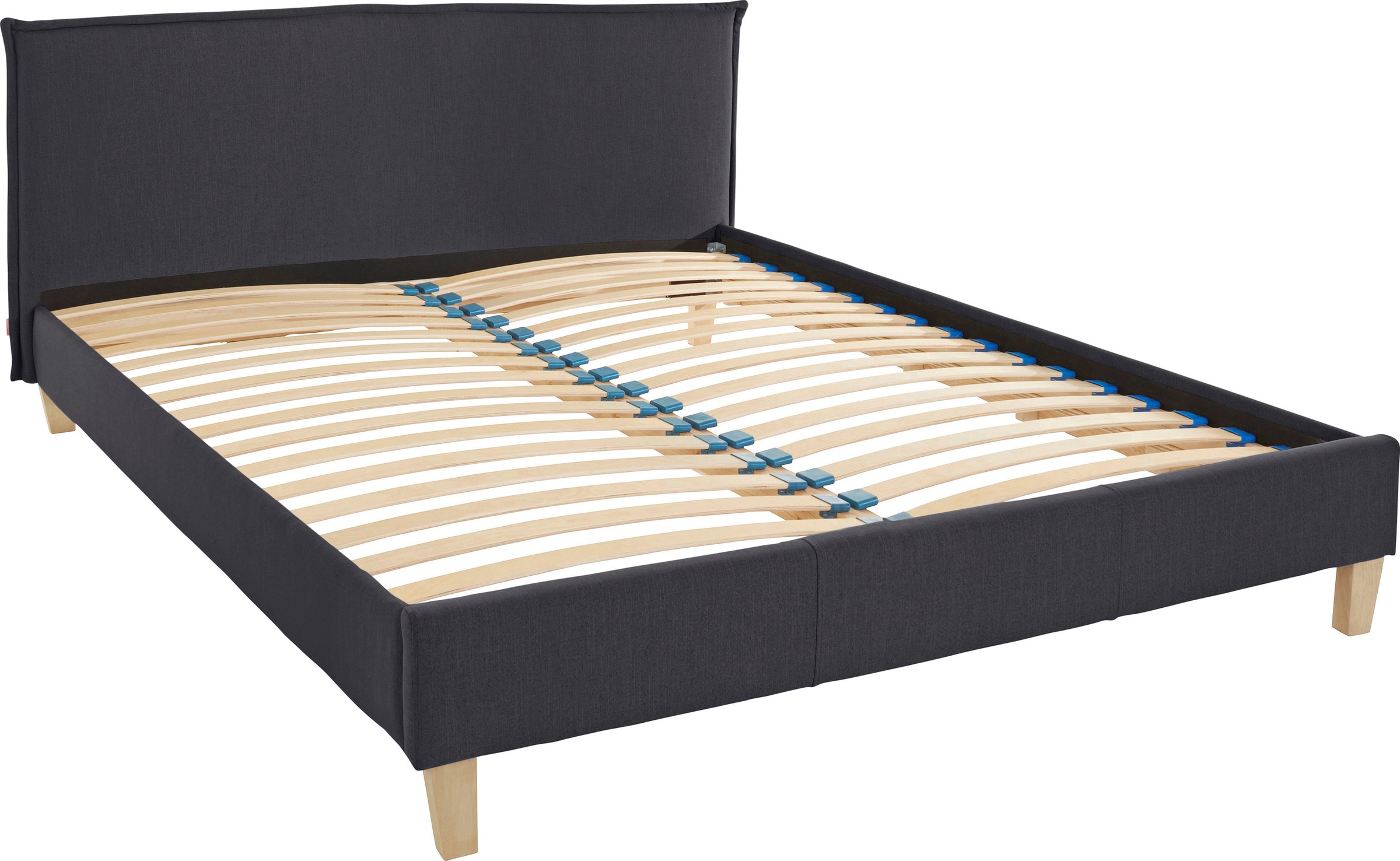 OTTO products Polsterbett »Heddi«, in 5 Breiten: von 90cm-200cm, Biese am Kopfteil, Strukturstoff