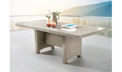 Gartentisch »LUNA«, Polyrattan, 165x100x75cm rechteckig, mit aufgelegter Glasplatte