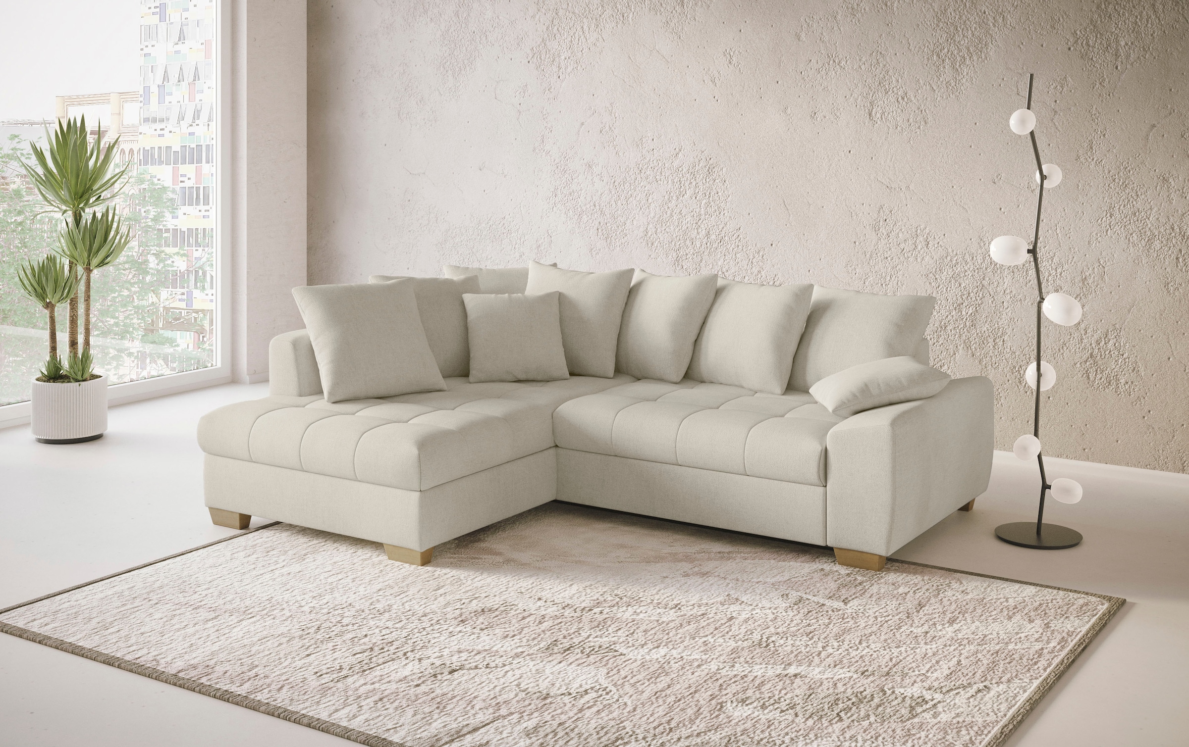 Mr. Couch Ecksofa »Nikita II, L-Form, bis 140kg pro Sitzplatz belastbar«, mit Kaltschaumpolsterung, wahlweise mit Bett und Bettkasten