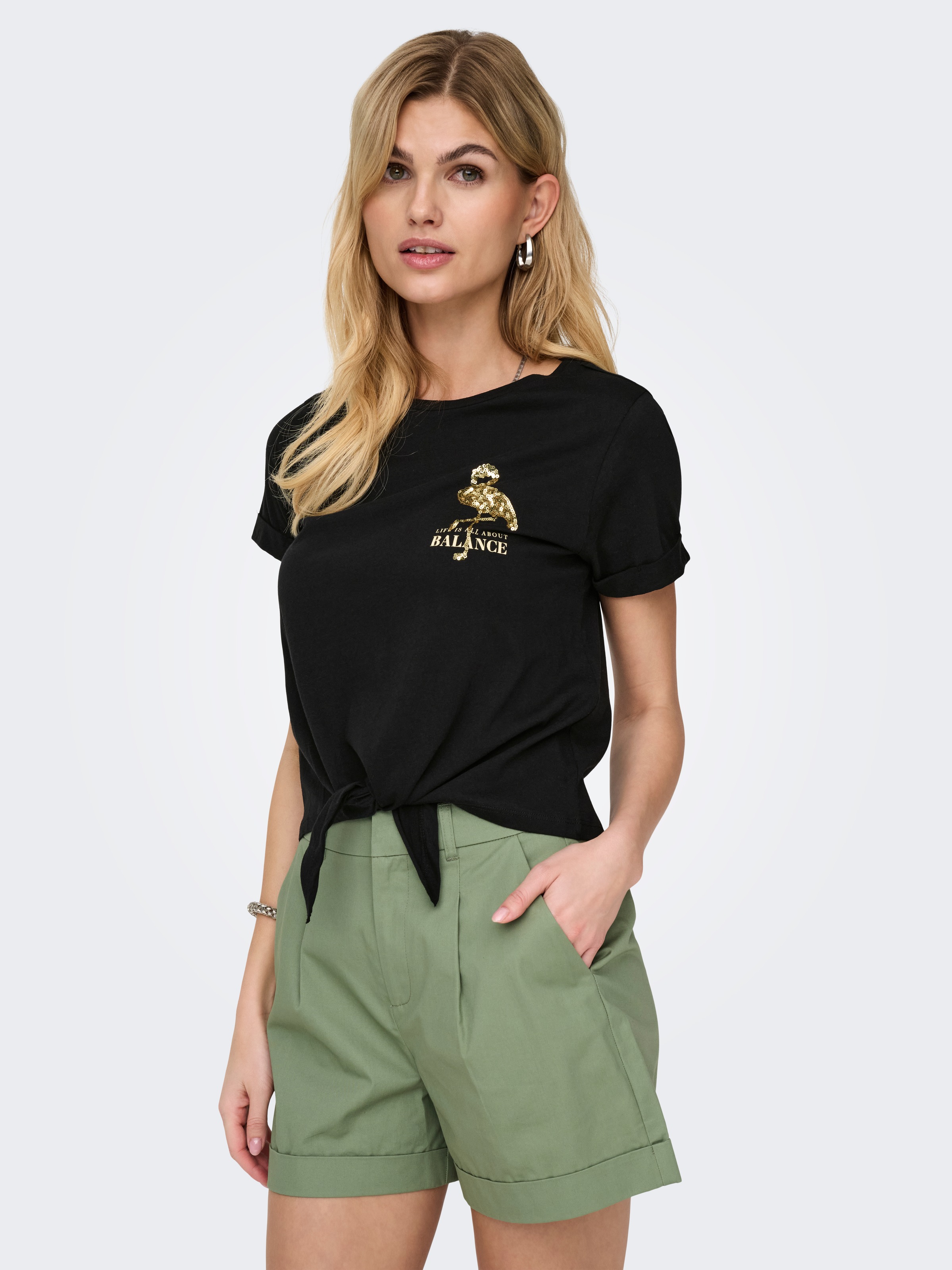 ONLY Kurzarmshirt "ONLDORA S/S KNOT FOLD-UP TOP JRS" günstig online kaufen