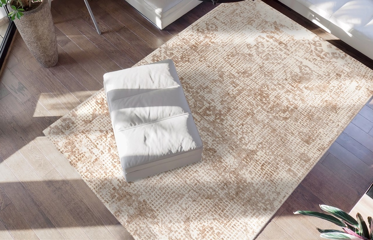 Teppich PADIRO "Puerto 225", beige (beige, creme), B:120cm H:10mm L:170cm, Viskose, Teppiche, Teppich, Kurzflor, Viskose, Wohnzimmer, weicher Handweb, Vintage Optik