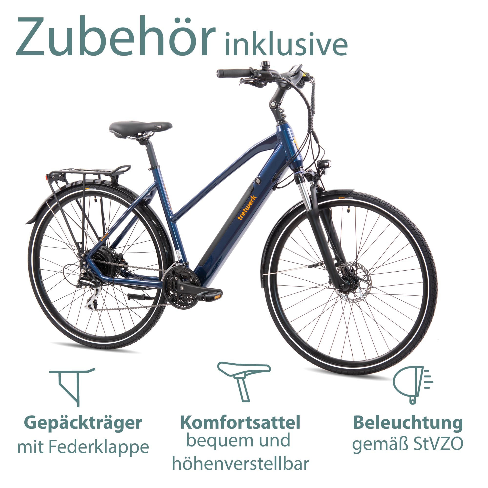 Tretwerk E-Bike »Seville 5.0«, 24 Gang, Shimano, Heckmotor 250 W, Pedelec, Elektrofahrrad für Damen u. Herren