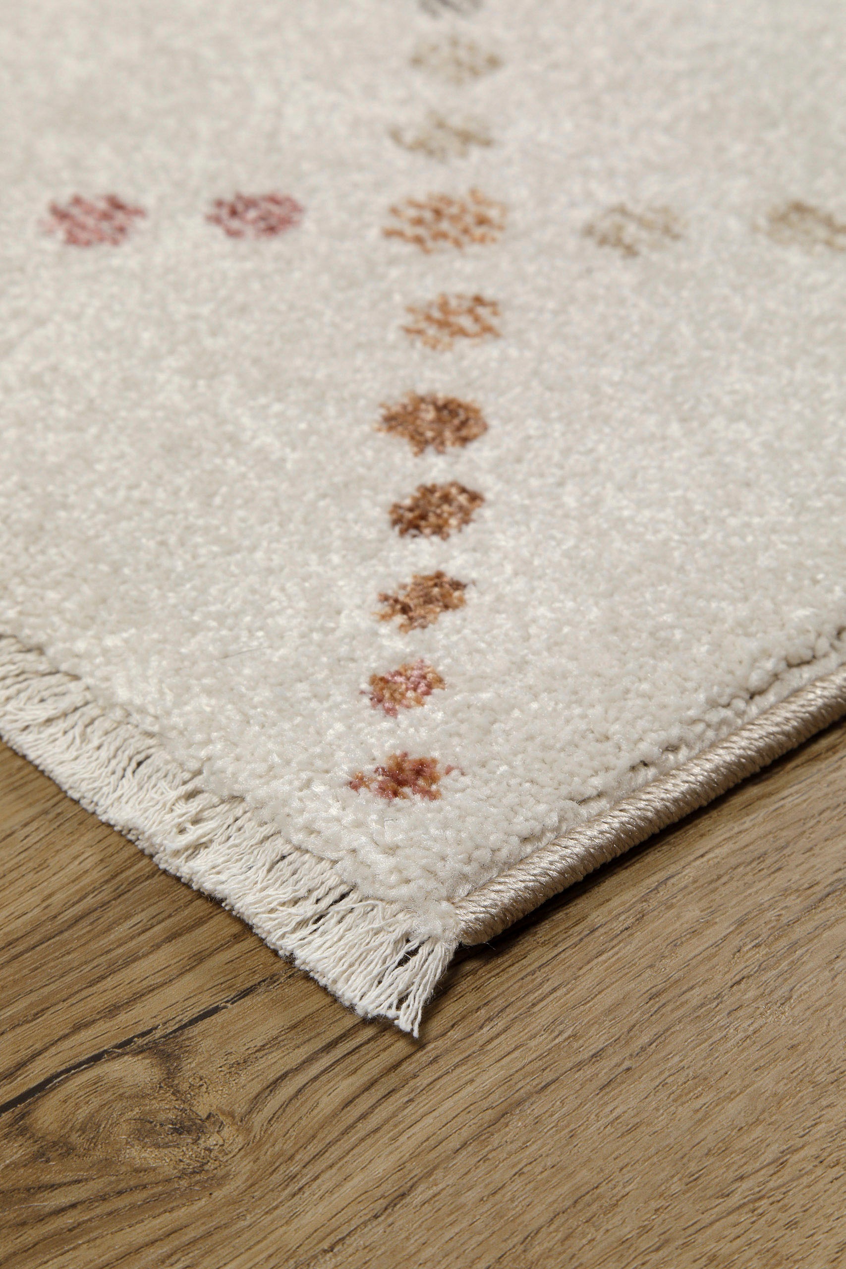 my home Teppich »Thoren«, rechteckig, 12 mm Höhe, weicher Kurzflor, Rautenmuster mit Fransen, Wohnzimmer, Schlafzimmer
