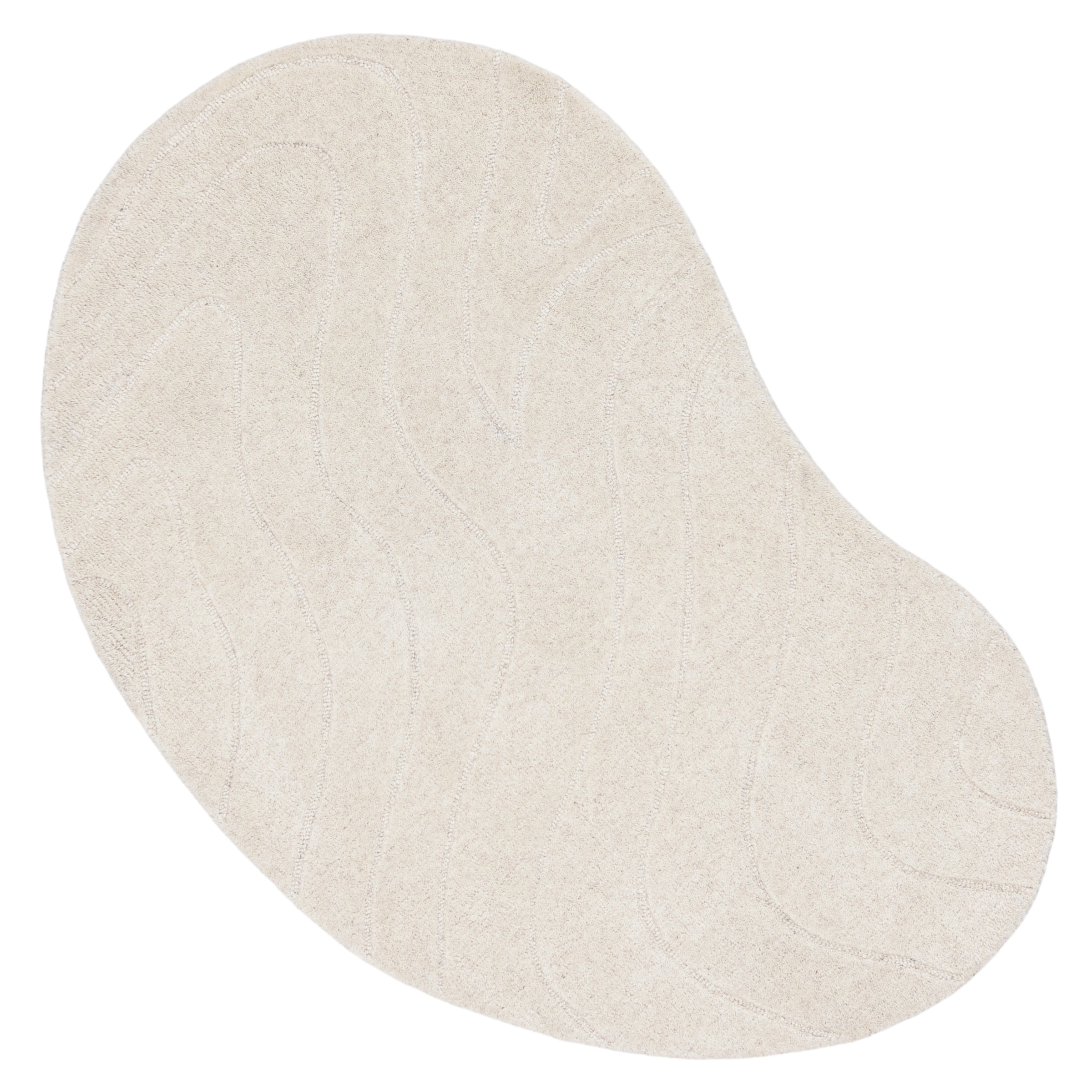 LeGer Home by Lena Gercke Wollteppich »Zarrah, mit Wellendesign, besondere Form, organisch« oval 14 mm Höhe reine Wolle, modern, Scandi, Schlafzimmer, Wohnzimmer, Esszimmer