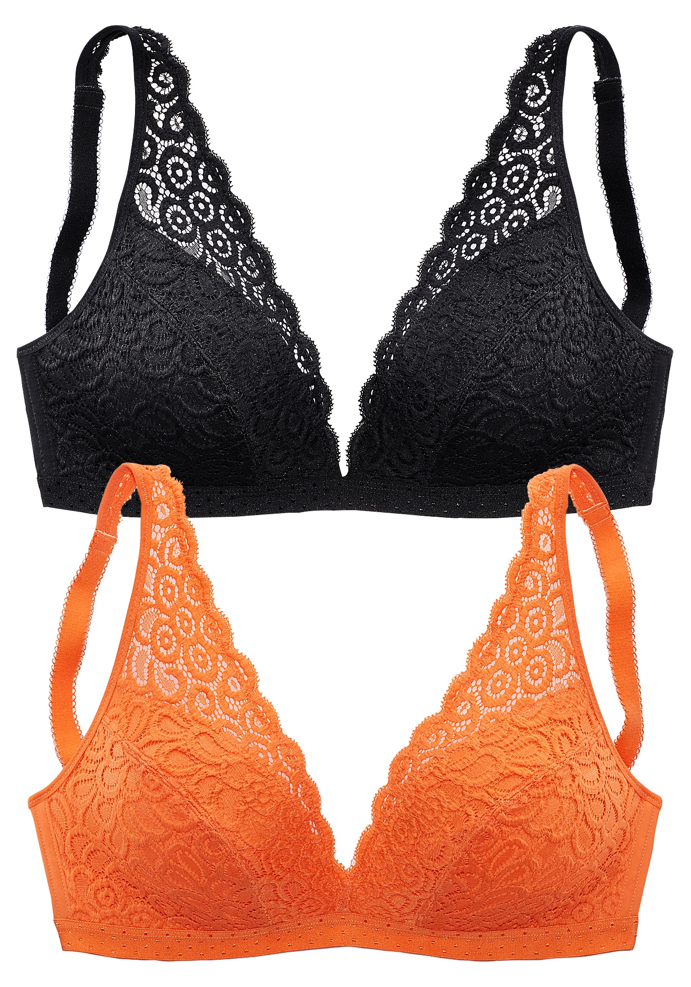 petite fleur by Lascana Bralette-BH ", BH ohne Bügel, Spitzen-BH, Bralette" Packung, im High-Apex-Design, große Größen, bequemer BH, Dessous