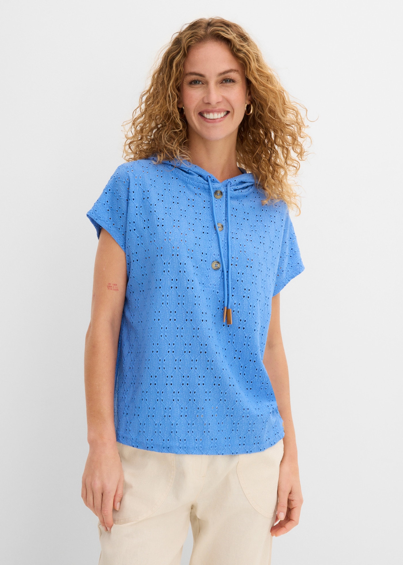 bonprix lockerer Schnitt, Oversize-Passform, mit Kapuze, Kurzarm-Design