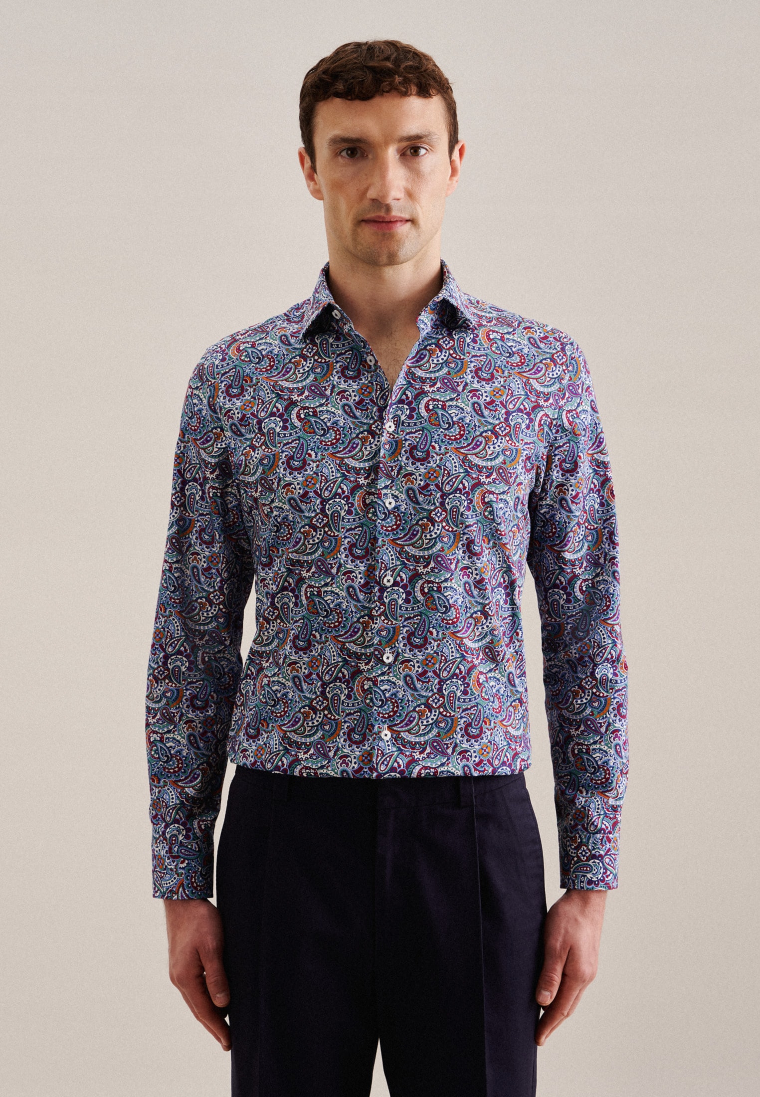 seidensticker Businesshemd "Slim", Slim Langarm Kentkragen Paisley günstig online kaufen
