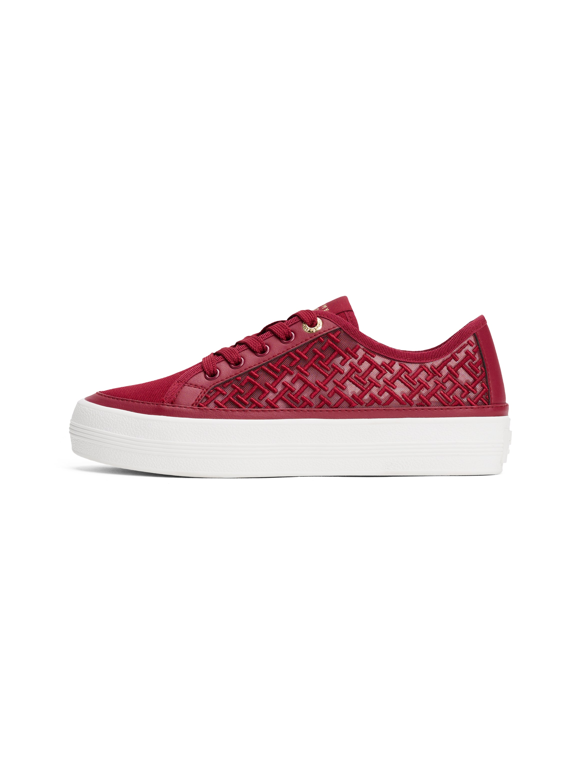 Tommy Hilfiger Plateausneaker »VULC EMBROIDERED SNEAKER«,Freizeitschuh, Halbschuh, Schnürer mit unterlegter TH-Logostickerei