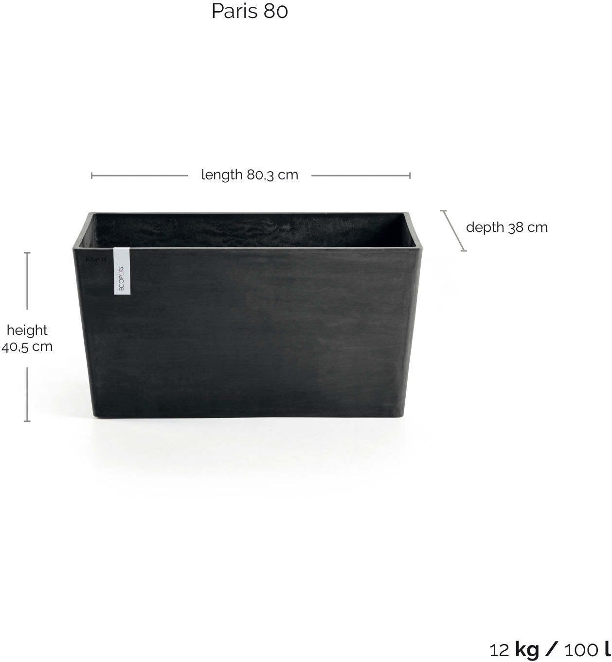 ECOPOTS Blumentopf »Paris« BxTxH: 80x38x42 cm