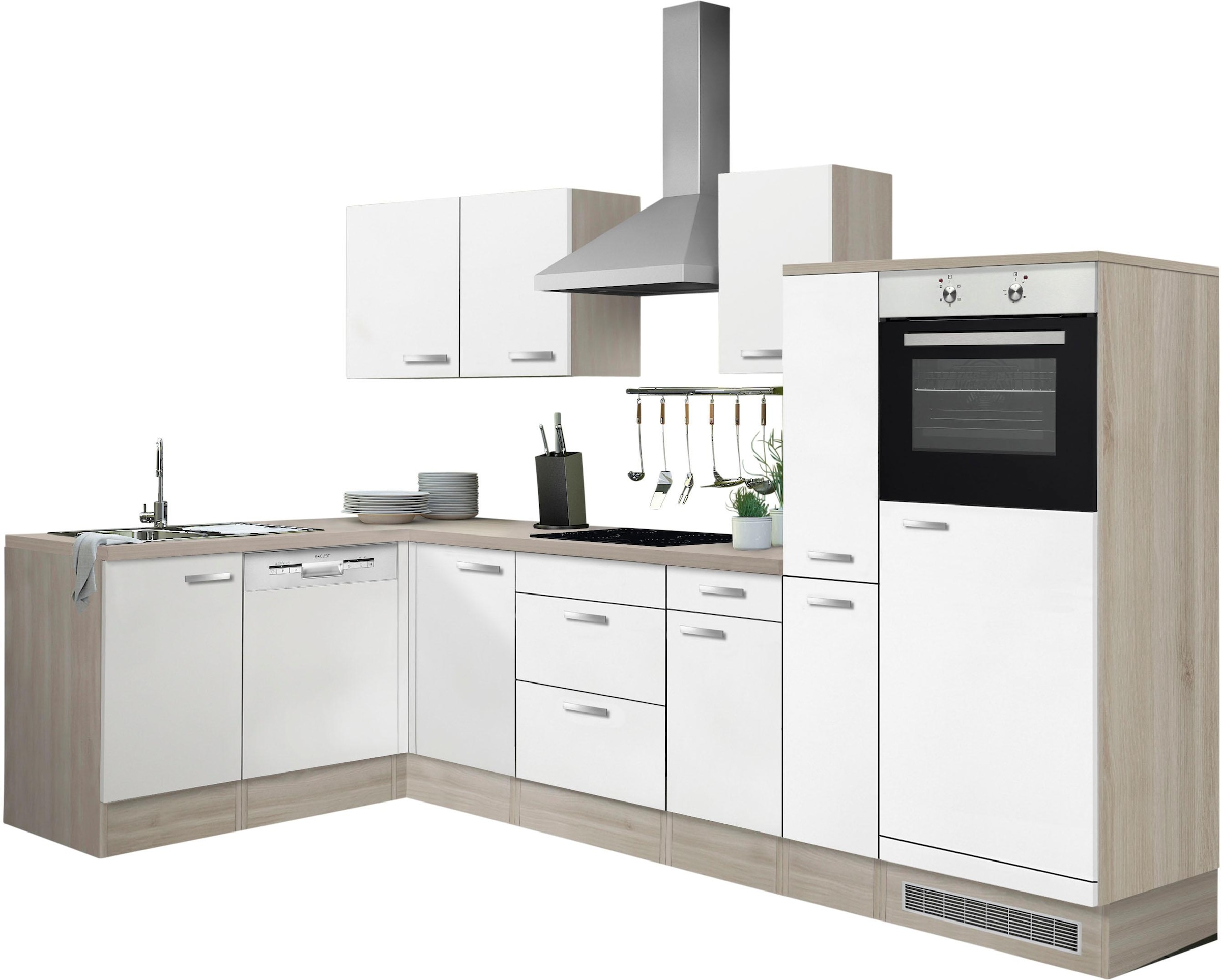 OPTIFIT Winkelküche Faro, mit E-Geräten, Stellbreite 300 x 175 cm
