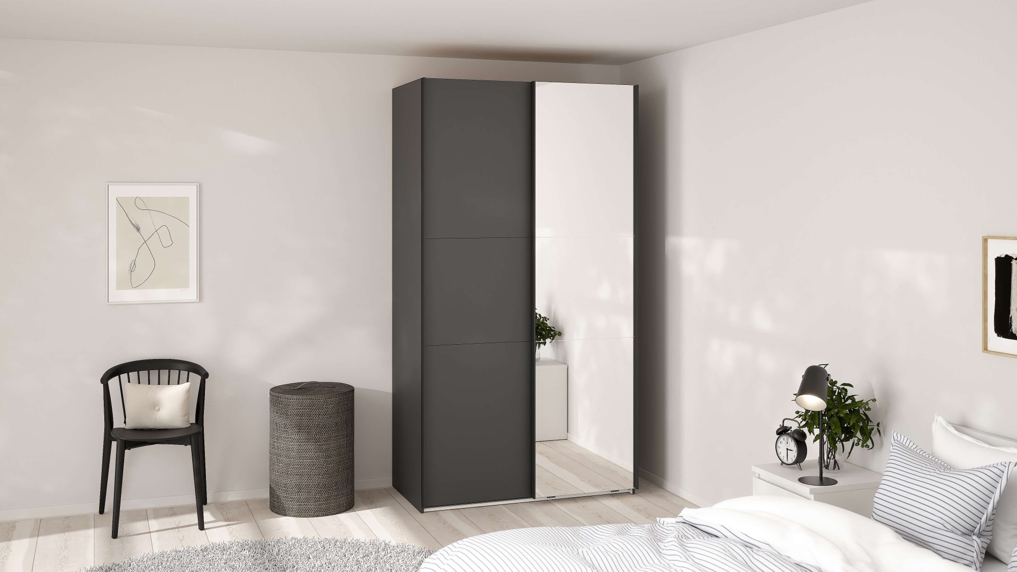 Home affaire Schwebetürenschrank »Como, Kleiderschrank, Schlafzimmerschrank« 1 Schwebetür, 1 Spiegelschiebetür, Kleiderstange, Einlegeboden