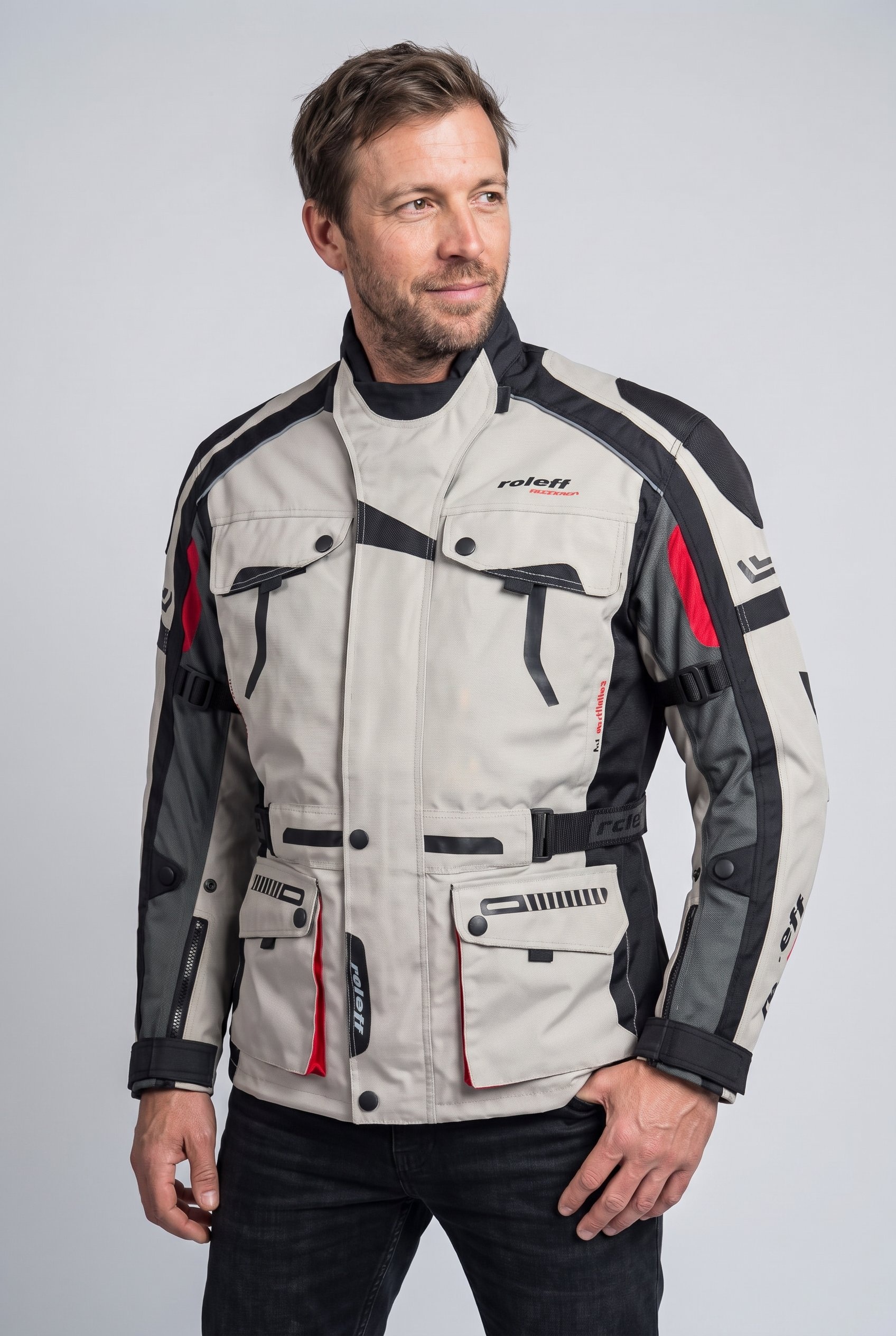 roleff Motorradjacke "CHICAGO" Mit Sicherheitsstreifen