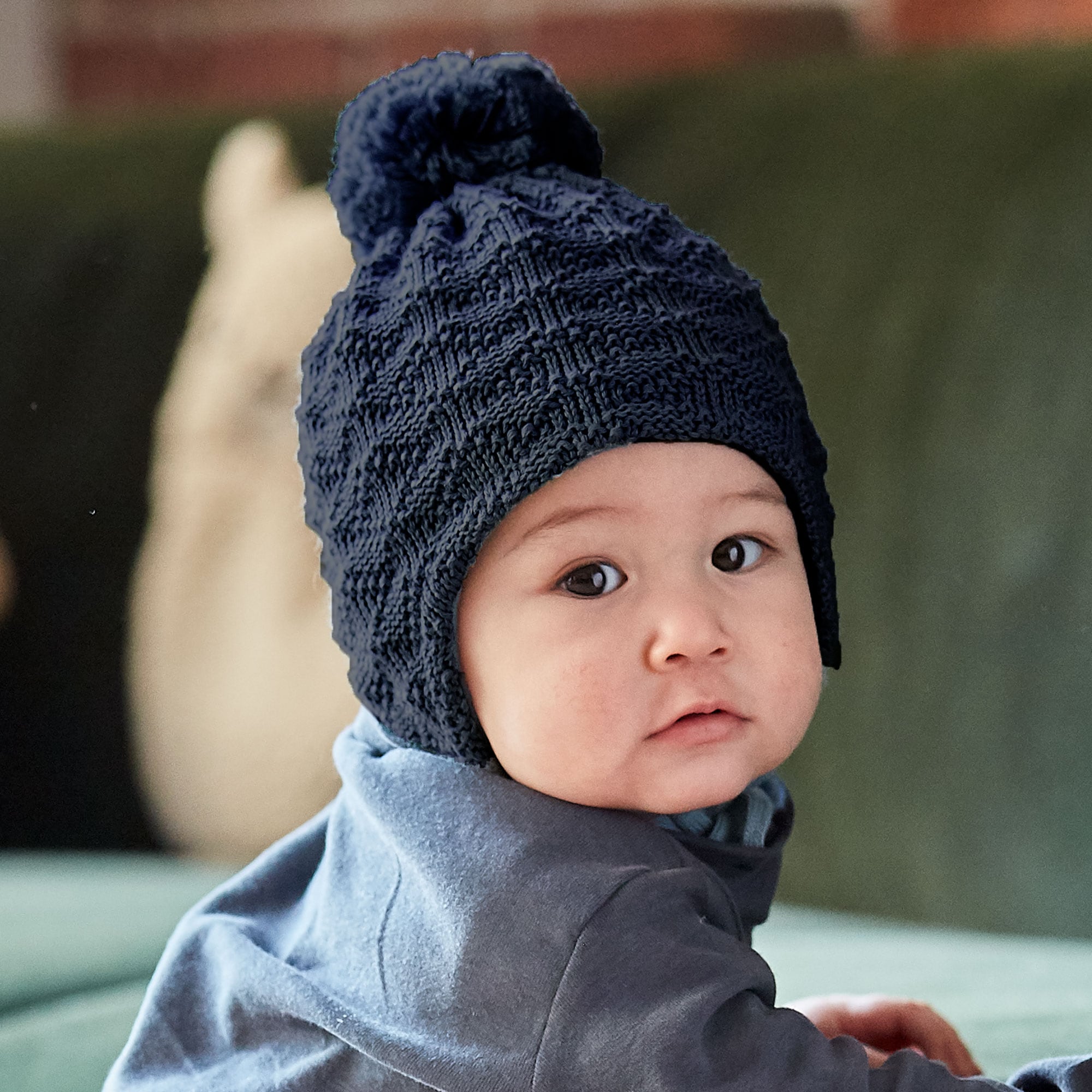 MAXIMO Strickmütze Wolle, gefüttert, zum Binden, mit Bommel