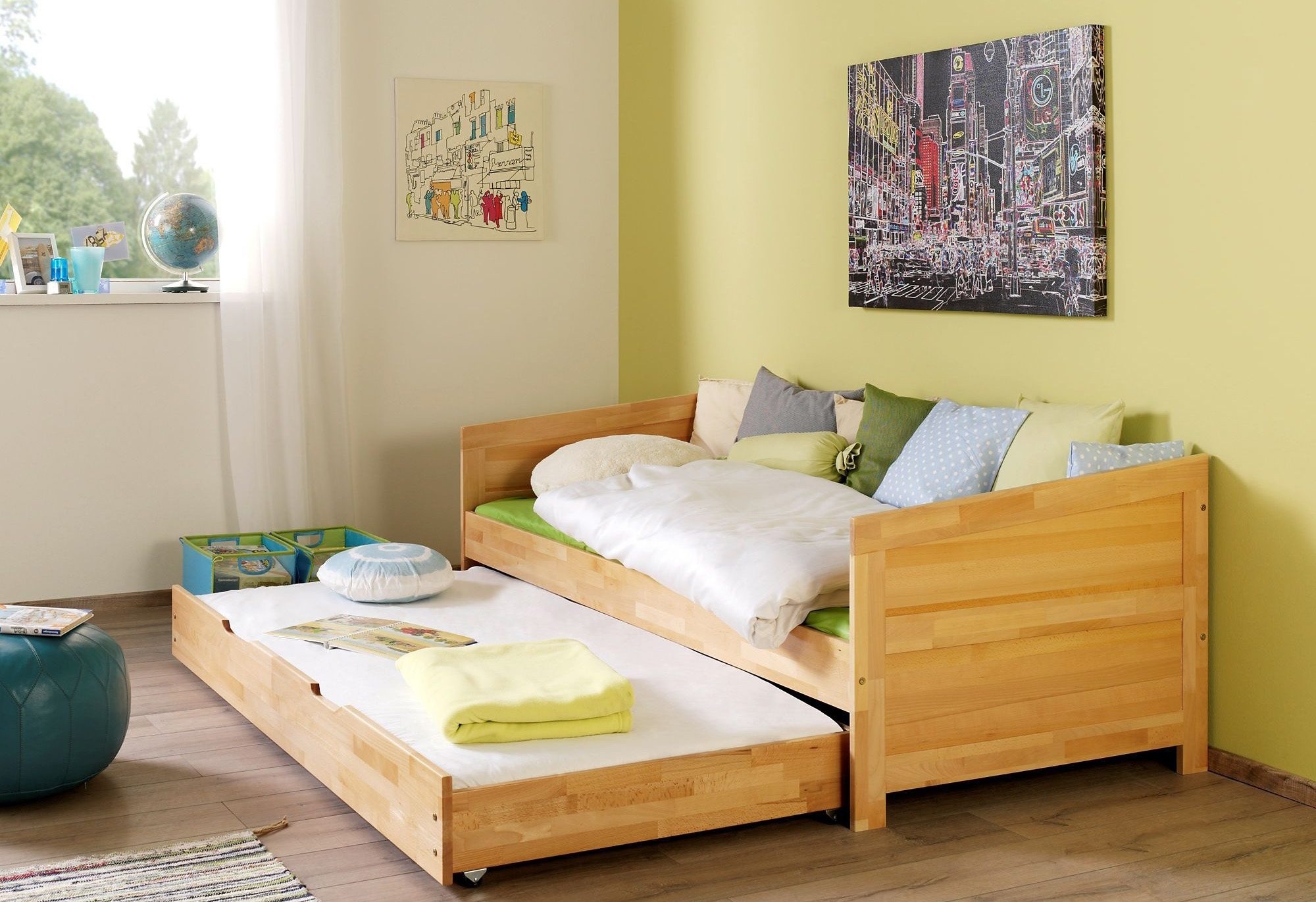 Relita Funktionsbett »Funktionsbett Nina«, Funktionsbett mit Bettschublade, Buche massiv lackiert