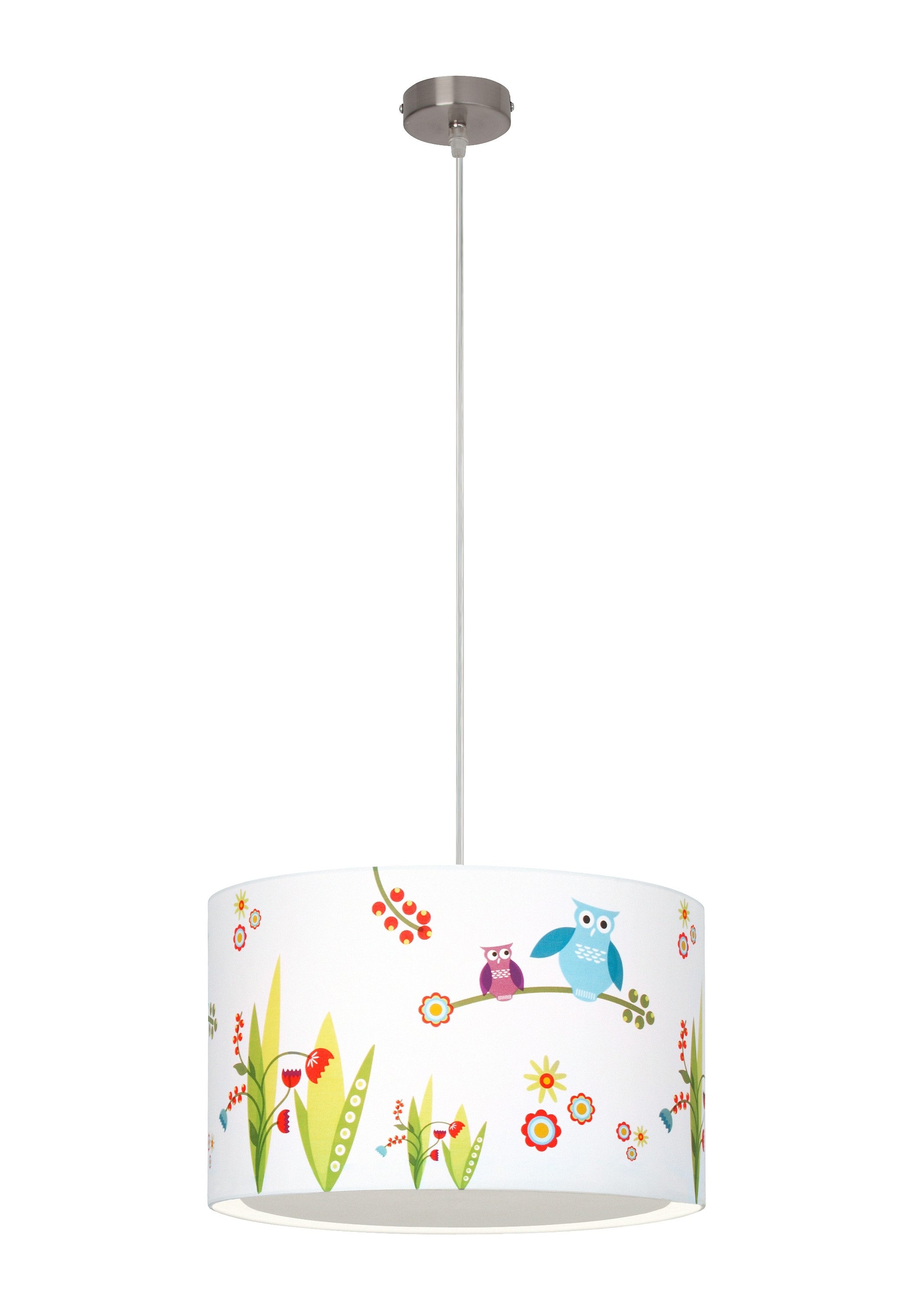 Brilliant Pendelleuchte »Birds«, 1 flammig, Leuchtmittel E27 | ohne Leuchtmittel, 100 cm Höhe, weiß/bunt, Metall/Textil, E27 max. 60W, dimmbar, bunt