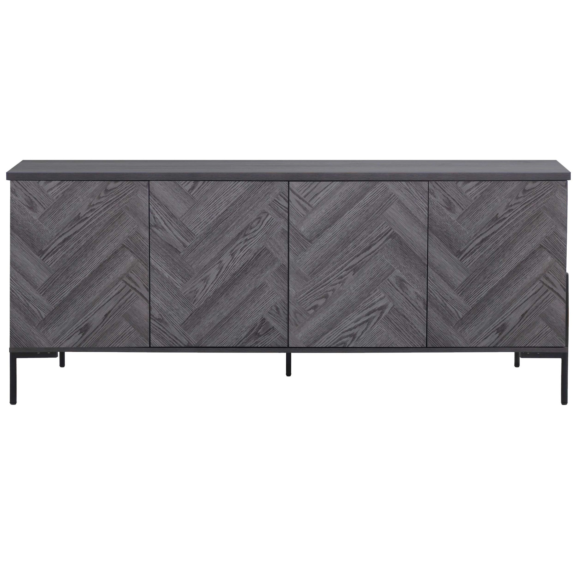 Leonique Sideboard "Eadwine" Kommode, Push-to-open, Türen mit Fischgräten M günstig online kaufen