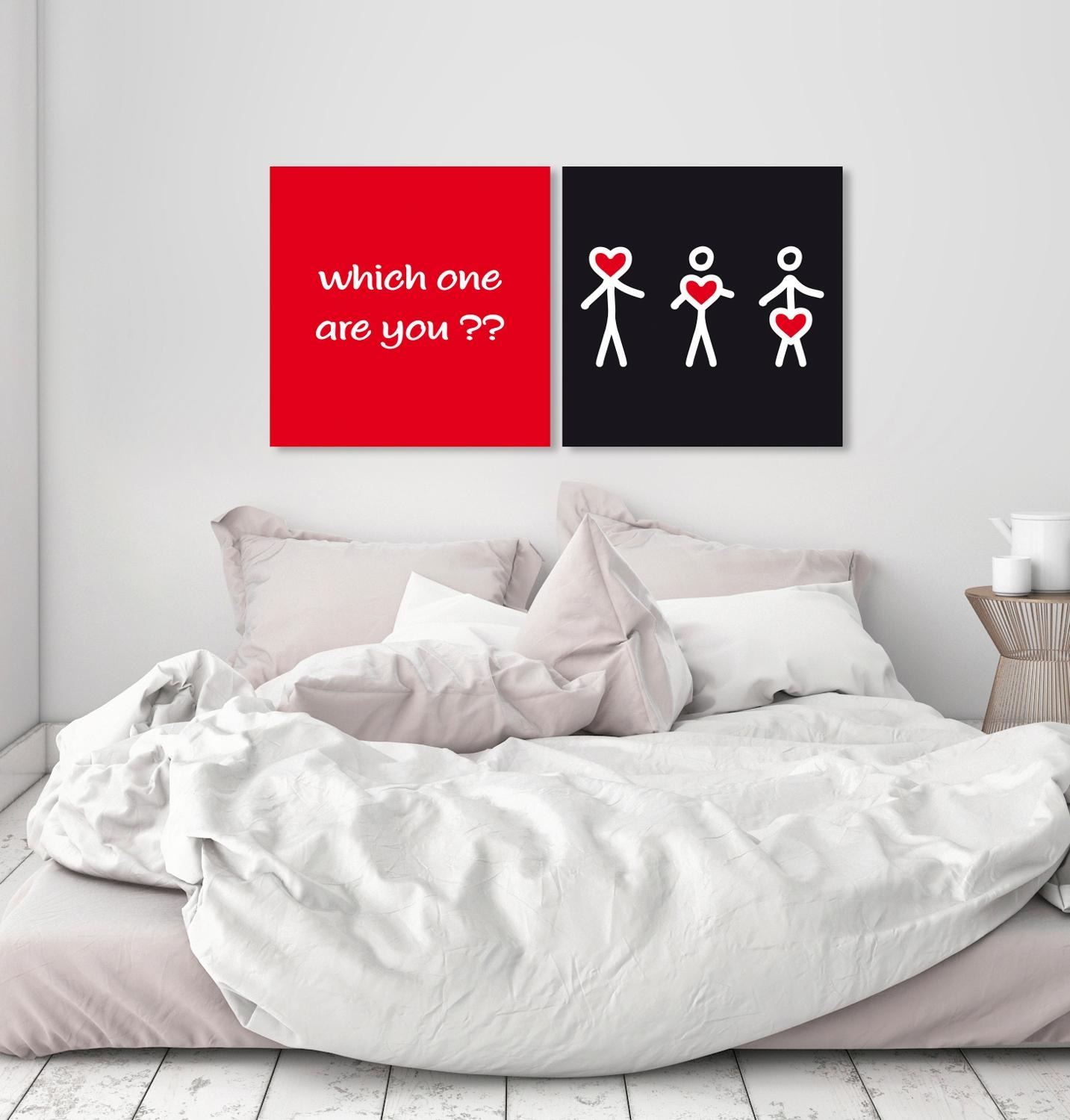 queence Leinwandbild »Herz«, Herz-Herzbilder-Kunst-Modern-Humor-Gruppen & Familien-Sprüche-Sprüche & Texte-Schriftzug-Schriftzüge, (Set), Premium-Leinwandstoff, Handarbeit aus Deutschland, Spruch, 2er Set