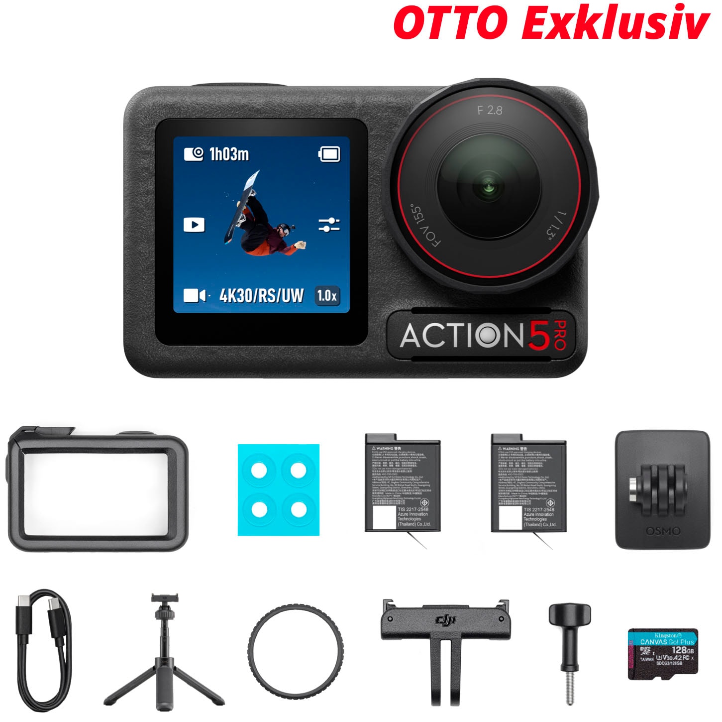 "DJI Camcorder ""Osmo Action 5 Pro Advanced Combo - OTTO Exklusiv-Bundle"", schwarz, B:4,42cm H:3,28cm T:7,05cm, Camcorder"