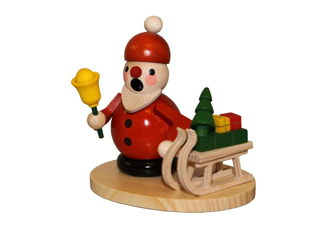 Albin Preissler Räuchermännchen "Weihnachtsmann mit Schlitten, Handwerkskunst aus dem Erzgebirge" Weihnachtsdeko aus Holz