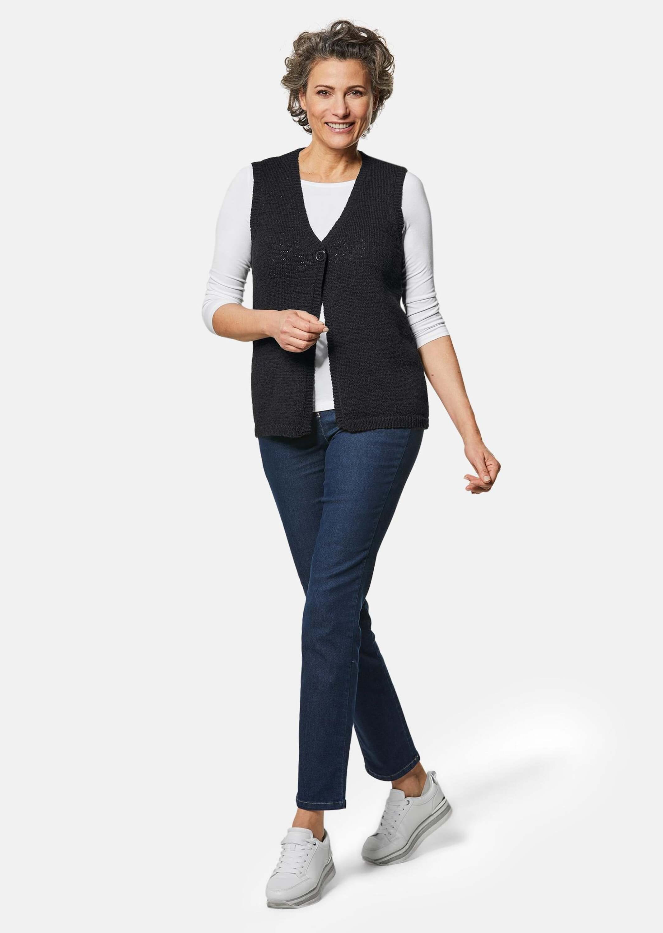 GOLDNER Strickjacke »Kurzgröße Zeitlose Strickweste mit V-Ausschnitt«