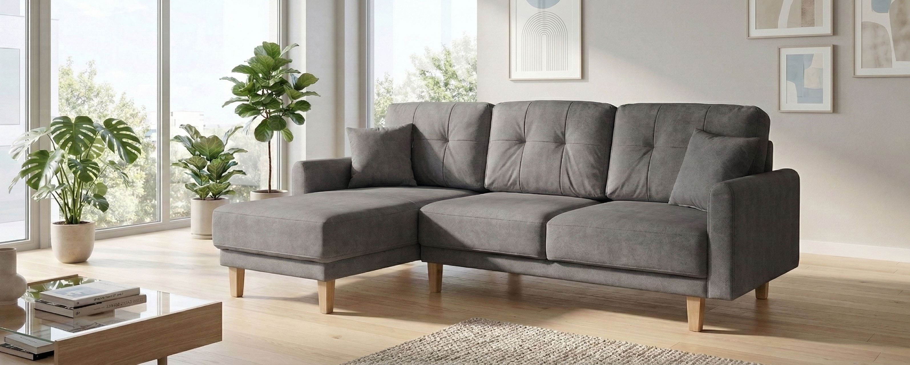 OTTO home Ecksofa "TRIPLO optionale Schlafsofa mit Bettkasten, Maße B/T/H: 234/164/89 cm" L-Form wahlweise mit Bettfunktion - Liegefläche 132x210 cm
