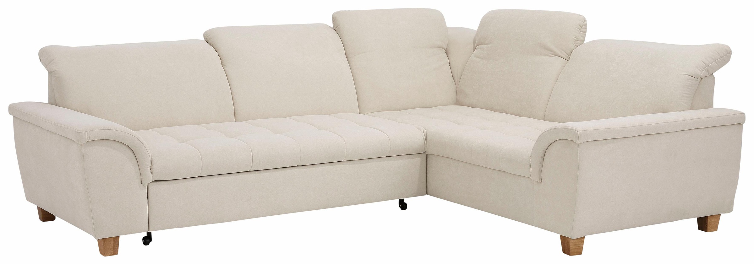 Ecksofa HOME AFFAIRE "Lyla fester Sitzkomfort, bequeme Armlehnen, Breite 275cm, L-Form", beige (natur), B:275cm H:81cm T:214cm, Luxus-Microfaser Lederoptik (100% Polyester);Microfaser PRIMABELLE (100% Polyester);Feinstruktur weich (100% Polyester), Sofas, 4