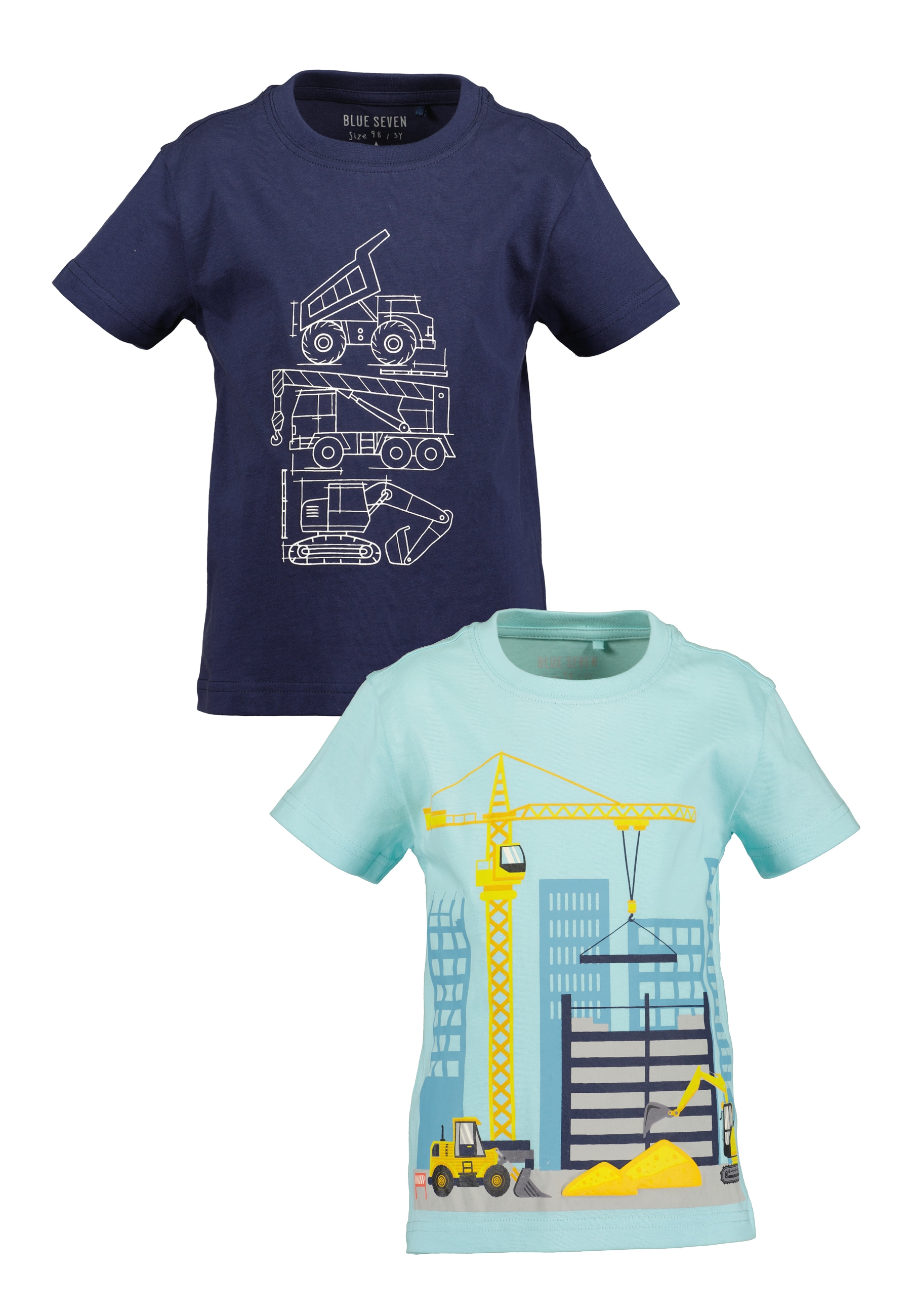 Blue Seven T-Shirt "2er Pack Jungen T-Shirts mit Baufahrzeugen"