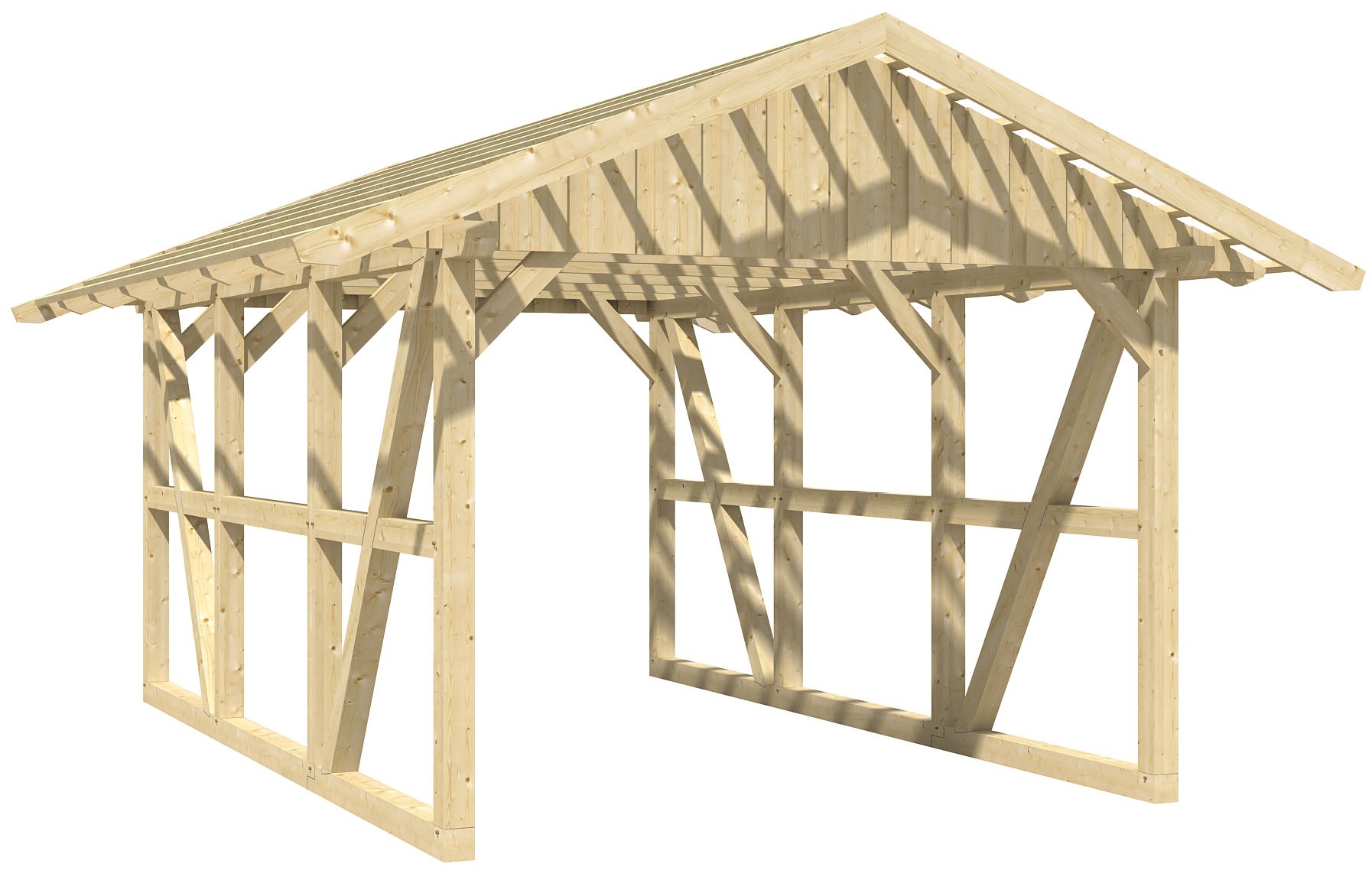 Skanholz Einzelcarport "Schwarzwald", KVH-Fichte, 300 cm, Nussbaum, mit Dachlattung