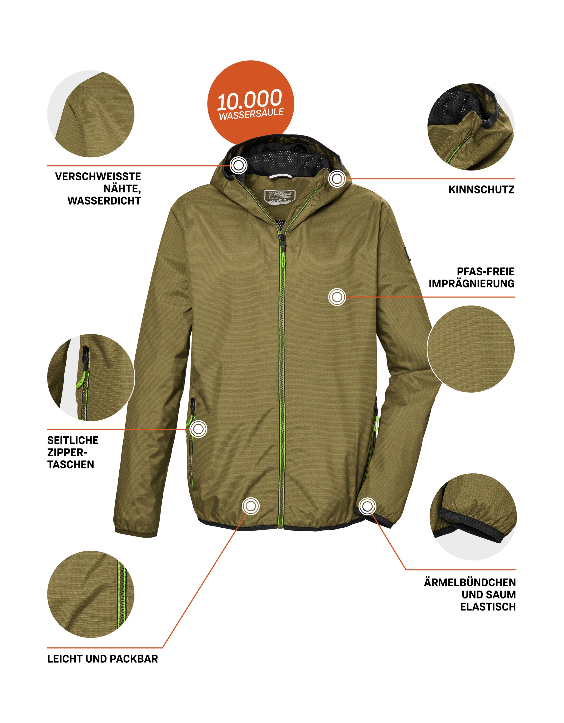 Killtec Outdoorjacke »KOS 112 MN JCKT«, Herren Funktionsjacke: leicht, wasser- und winddicht, atmungsaktiv