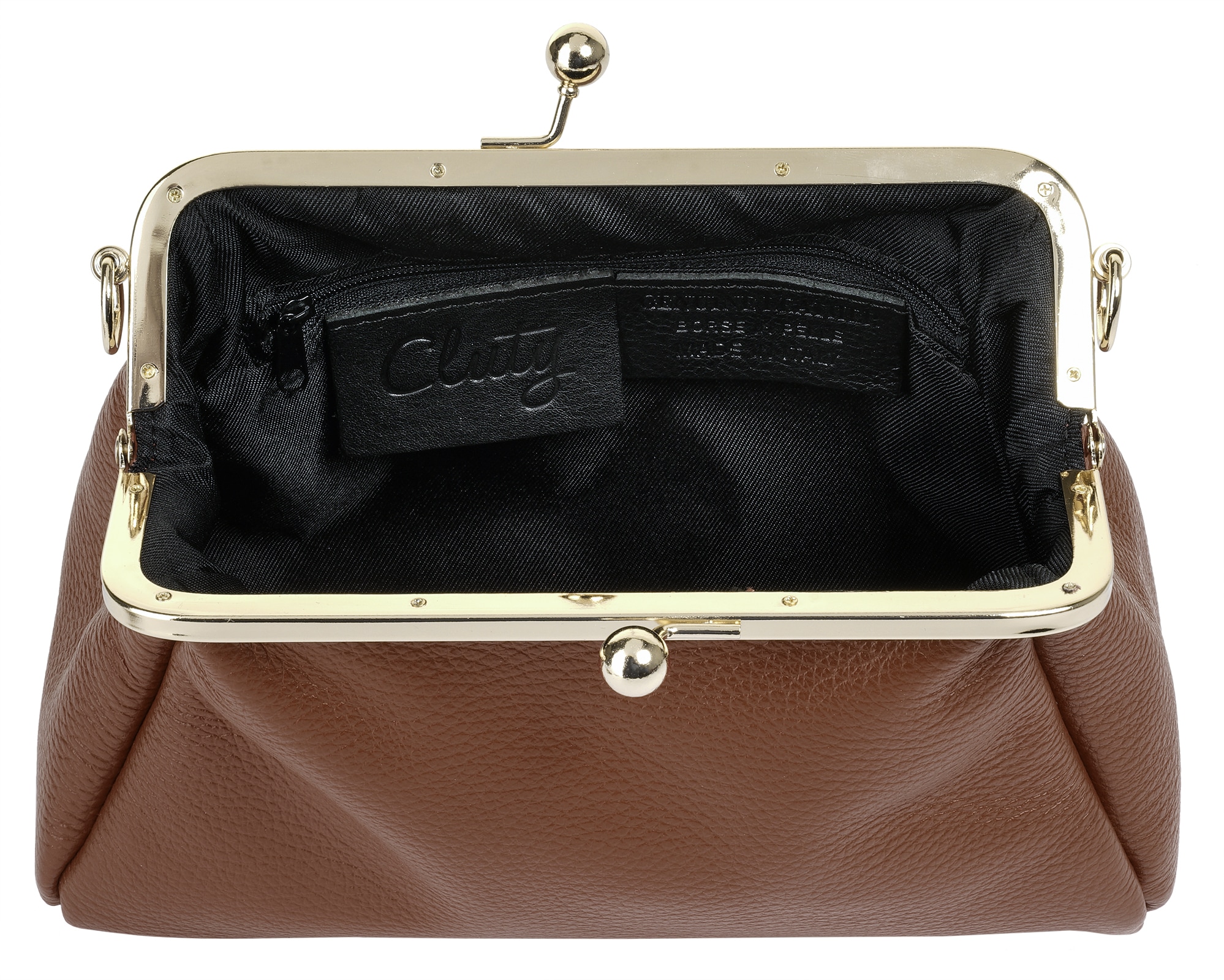 Cluty Abendtasche, echt Leder, Made in Italy