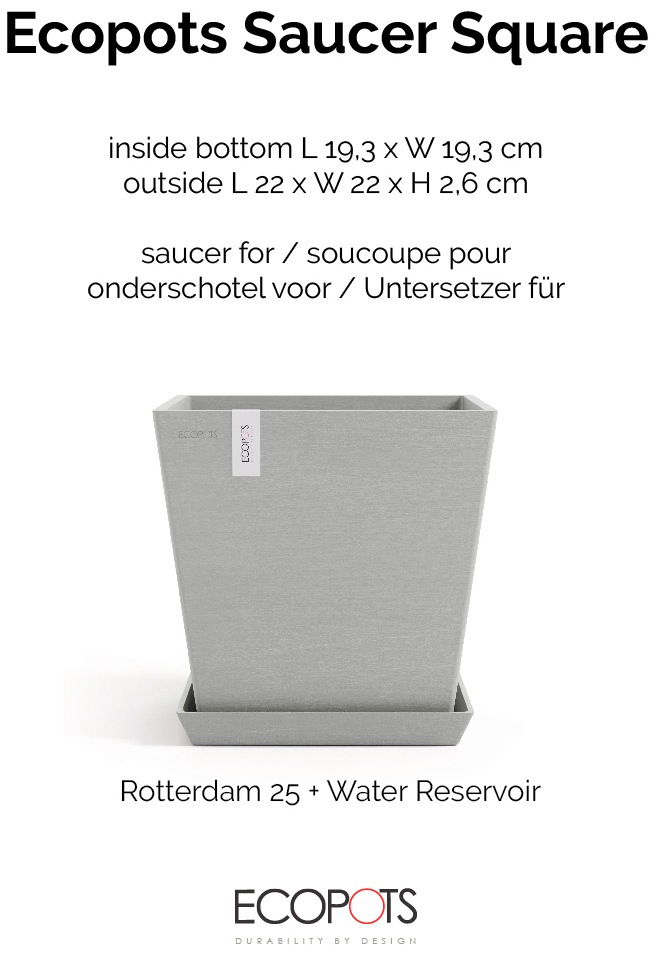 ECOPOTS Topfuntersetzer »Quadratisch 25 Weißgrau«, für innen und außen: frostsicher, bruchsicher und lichtbeständig