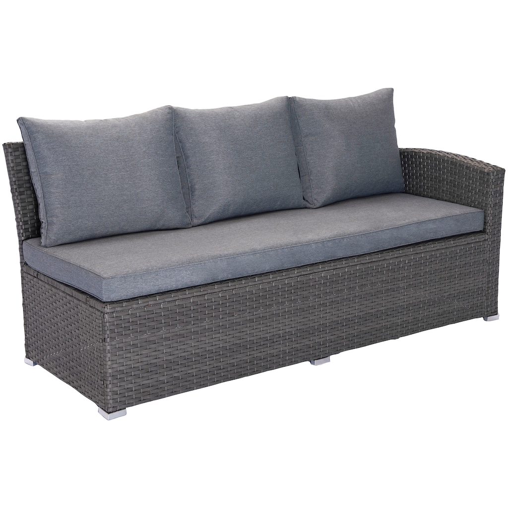 KONIFERA Gartenlounge-Set »London«, (Set, 17 tlg., 2x3er Sofa, 2x Hocker, 1x Tisch 140x80x66cm, inkl. Auflagen)