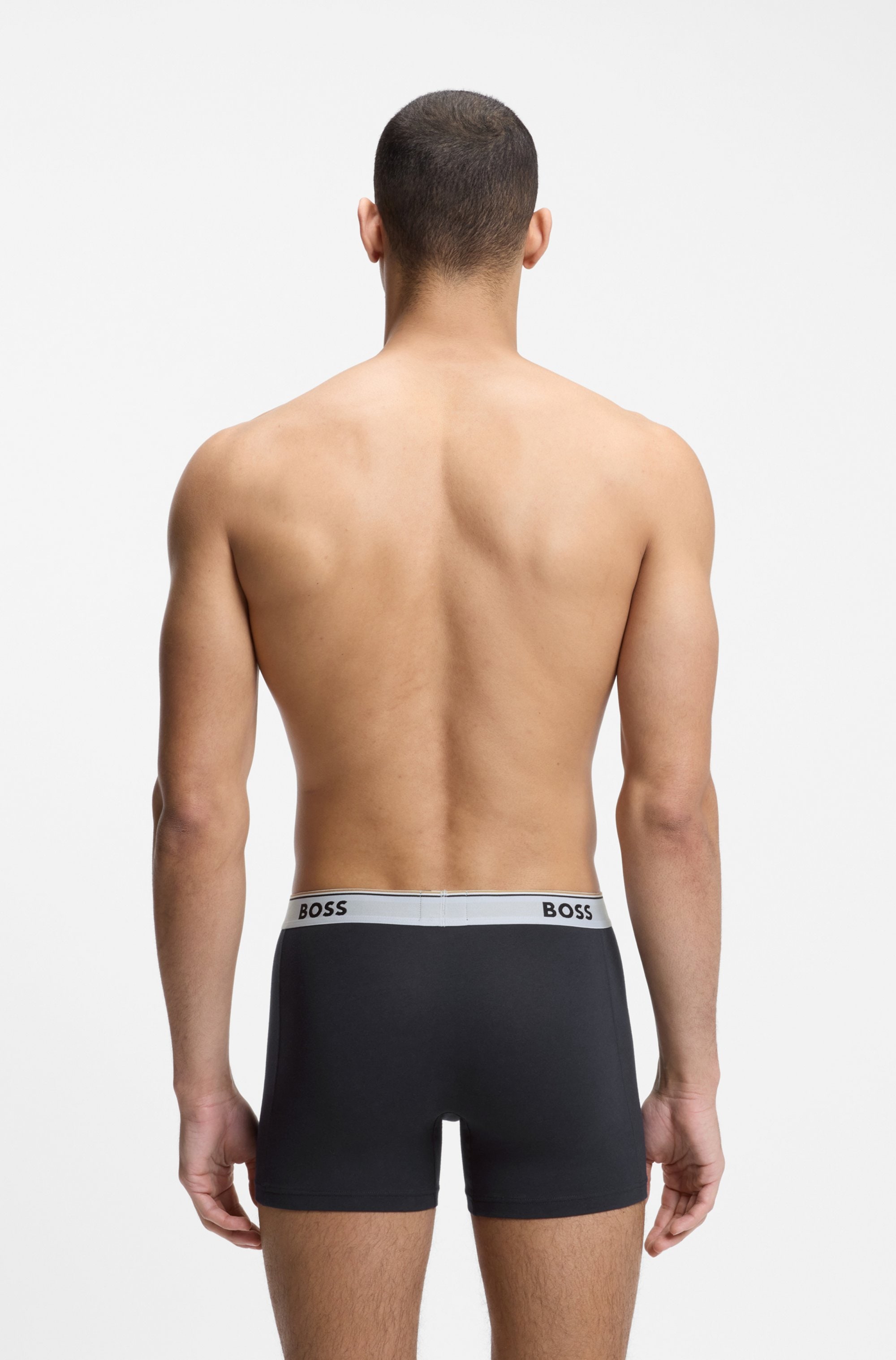 BOSS Boxershorts Packung, 3 Stk. längeres Bein, anliegend, aus Stretch-Baumwolle